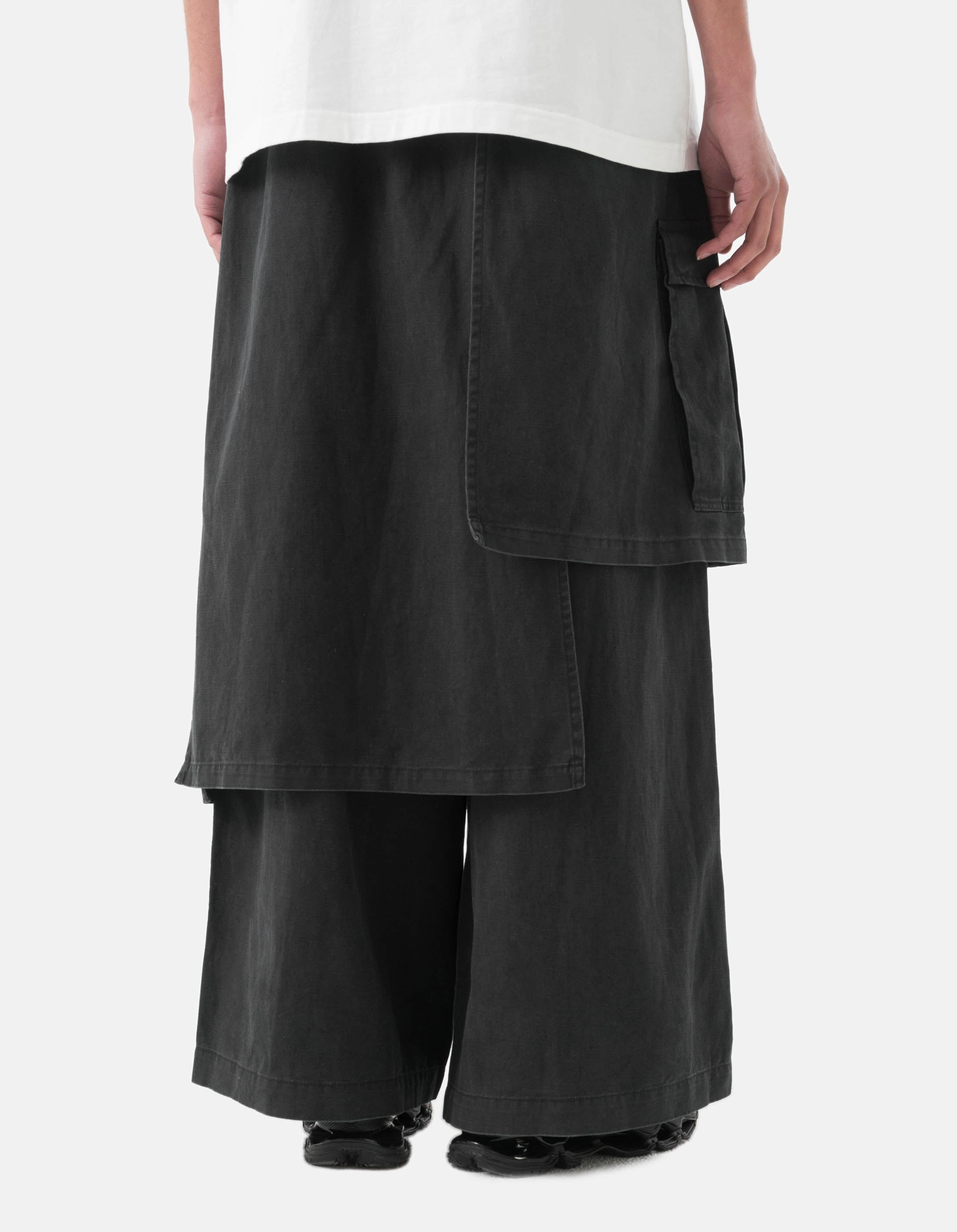 4588 Asym Cargo Hakama Pants Black No Wrinkle Fashionable Appeal