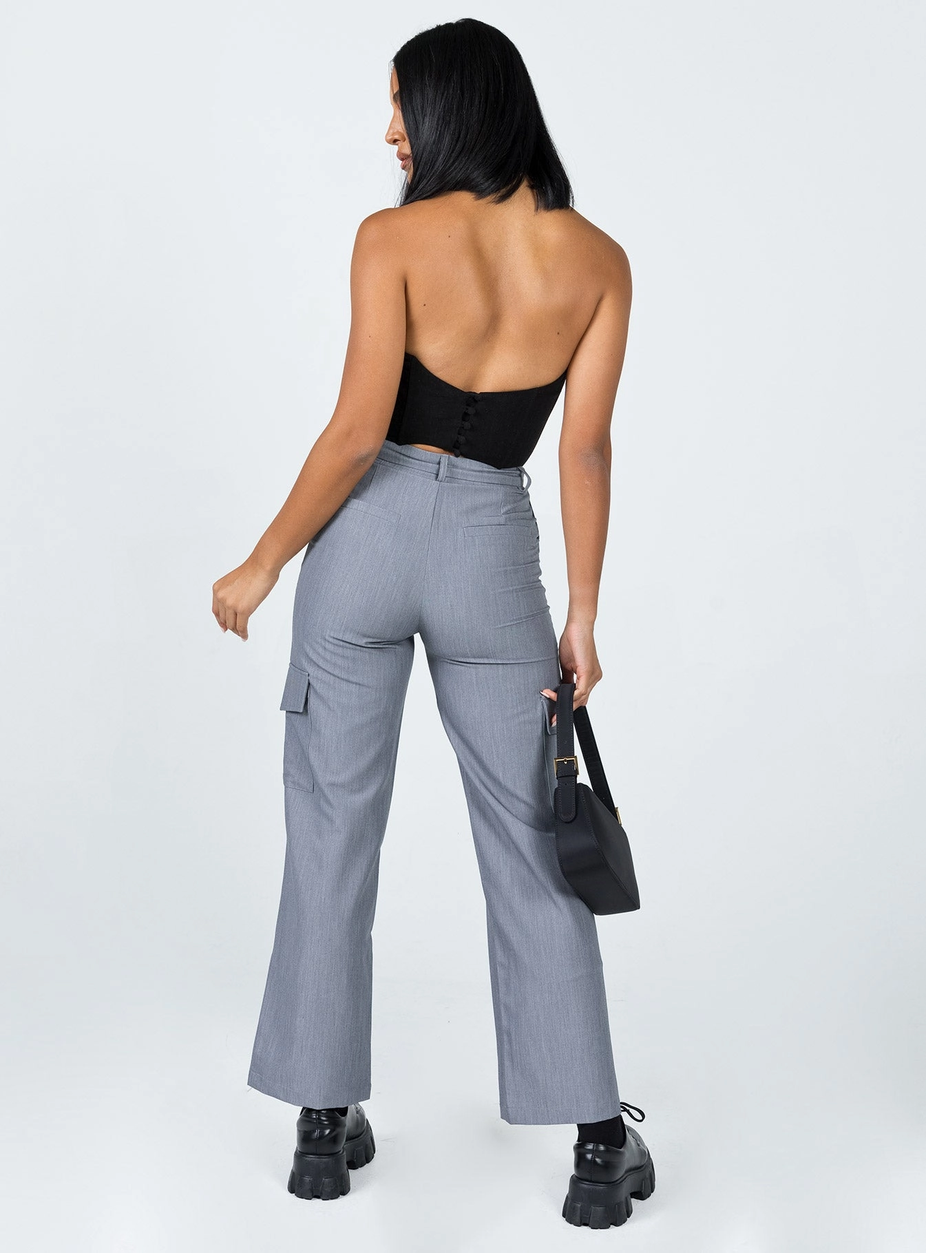 Breeana Pants Grey Raw edge Classy Fit