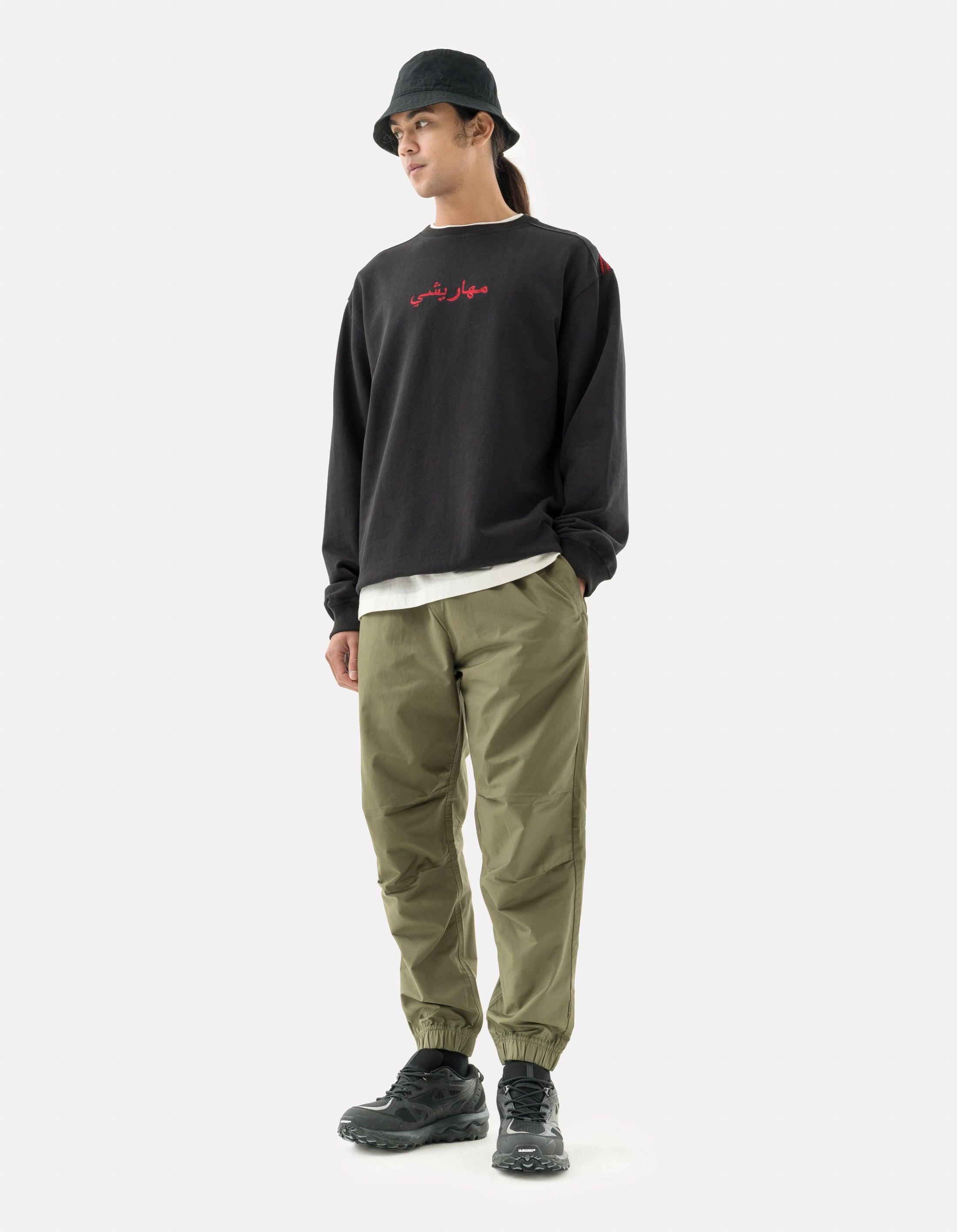 5305 Asym Track Pants Olive OG-107F AntibacterialCoating