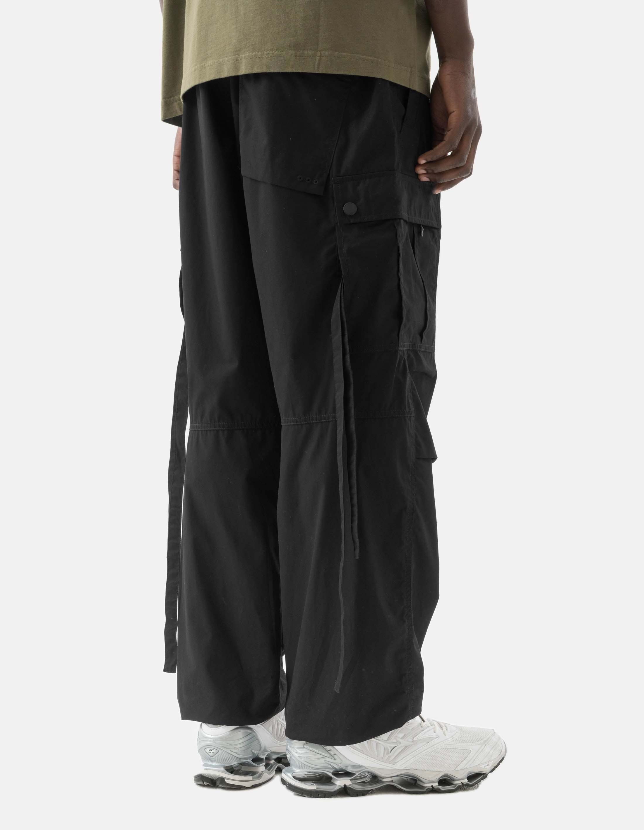 5307 Asym Cargo Track Pants Black Classic Comfort Sustainable Fabric