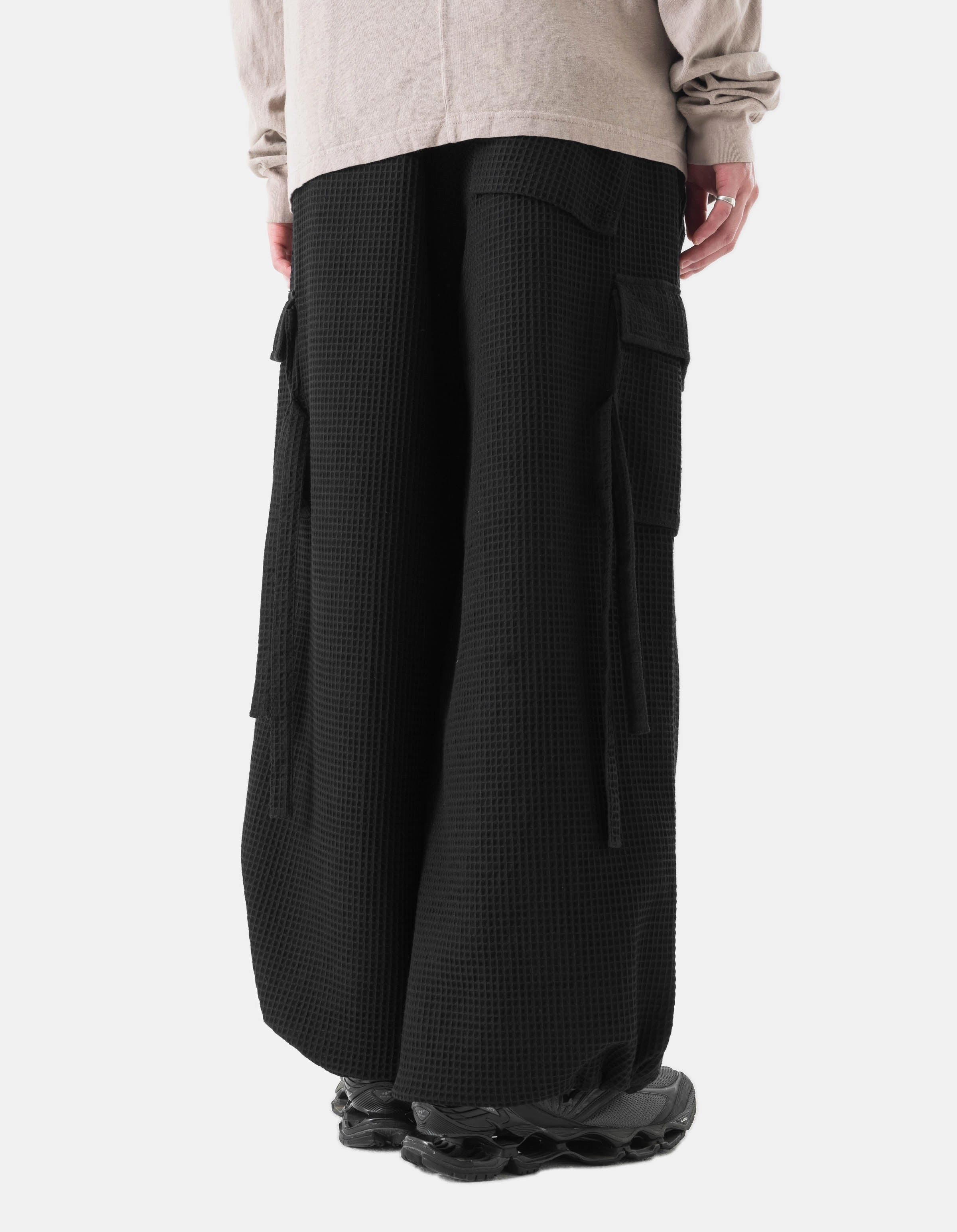 Loose Design Eco Friendly Dyeing 6203 Waffle Hakama Pants Black