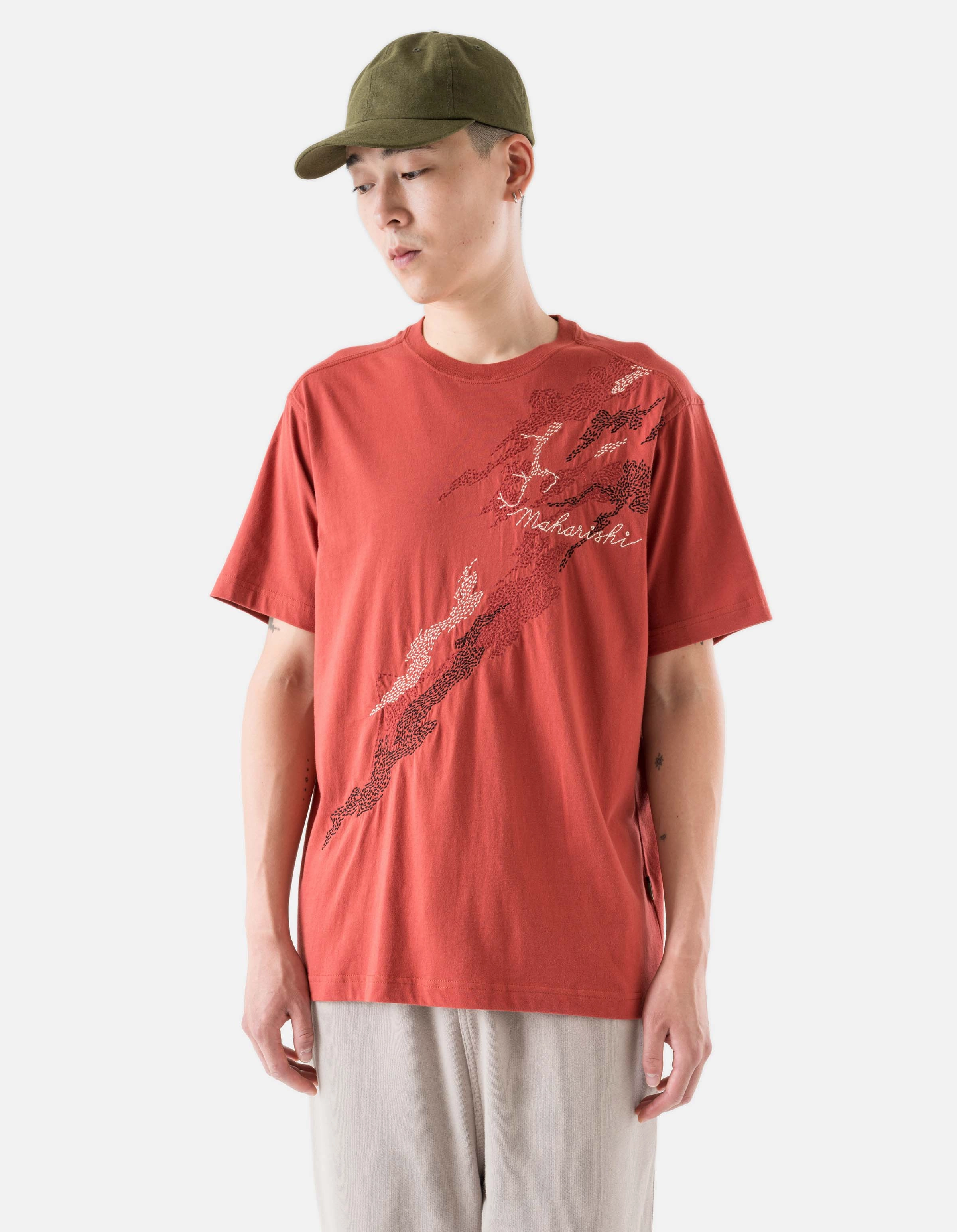 Yoga class Quick-Drying Shirt 6217 Sashiko Bonsai S/S T-Shirt Redwood
