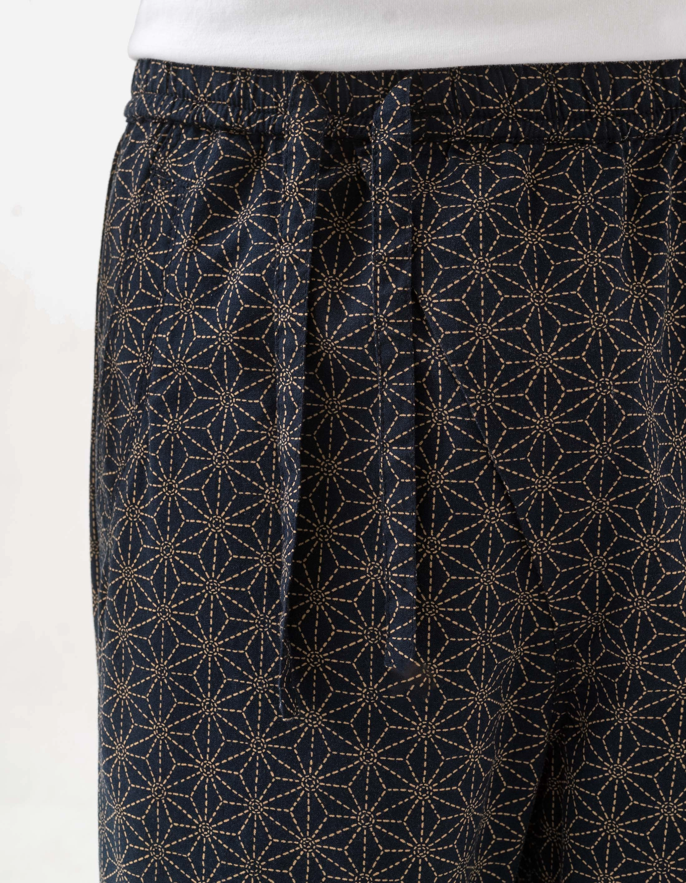 Plaid detail 6240 Wagara Asym Loose Track Pants Navy