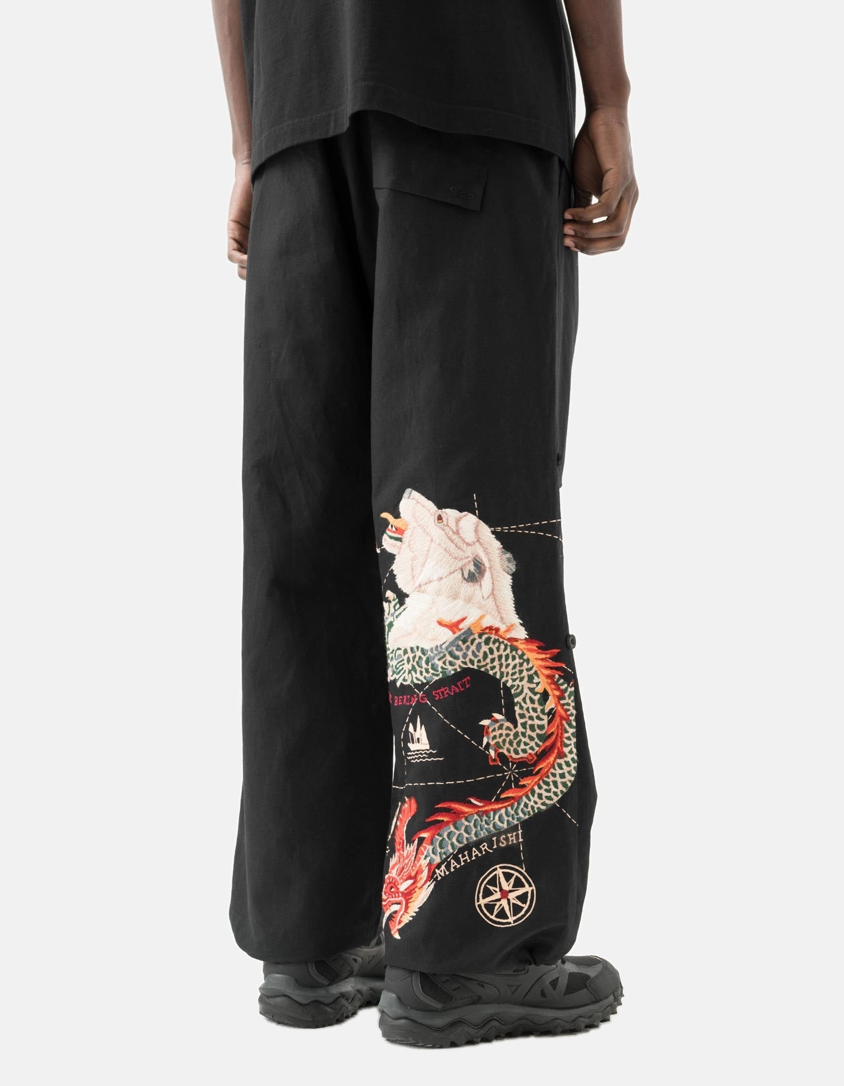 7087 The Bering Strait Embroidered Loose Snopants? Black Chilly Day Comfort