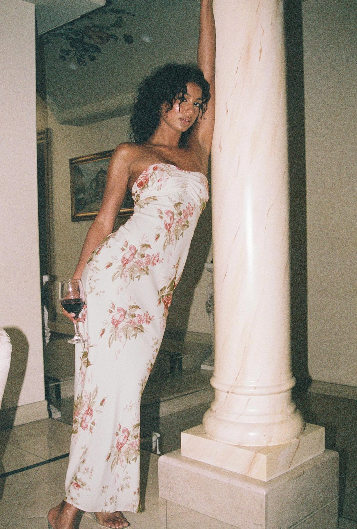 Retro Mood Abeila Strapless Maxi Dress Pink Multi