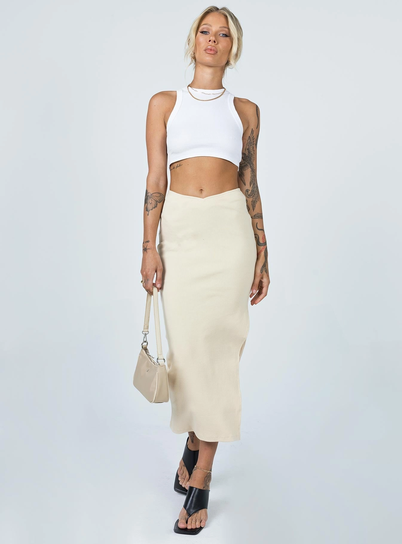 natural fiber Abigail Midi Skirt Cream