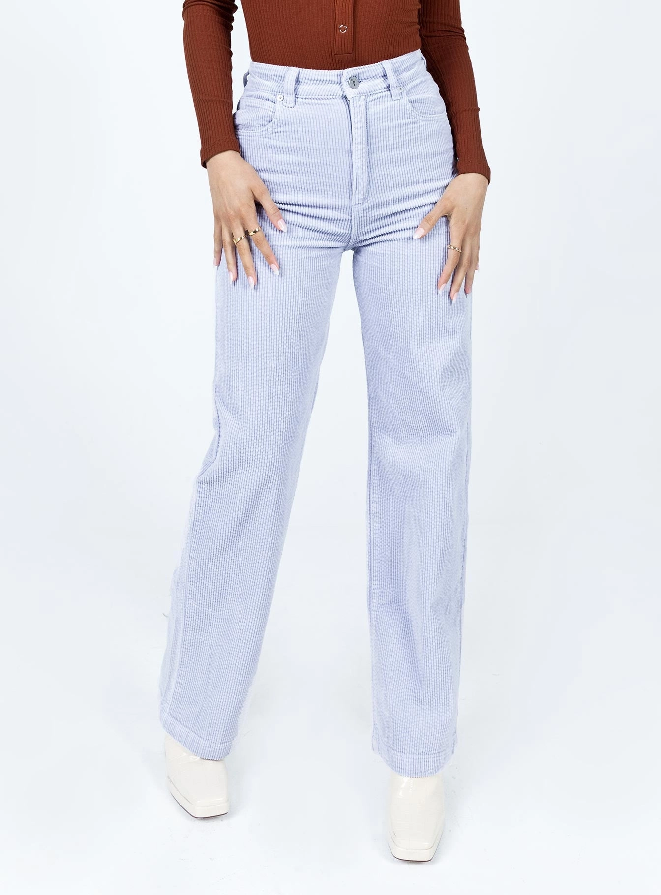 Abrand 94 High & Wide Dusty Blue Cord Fresh casual Soft Texture