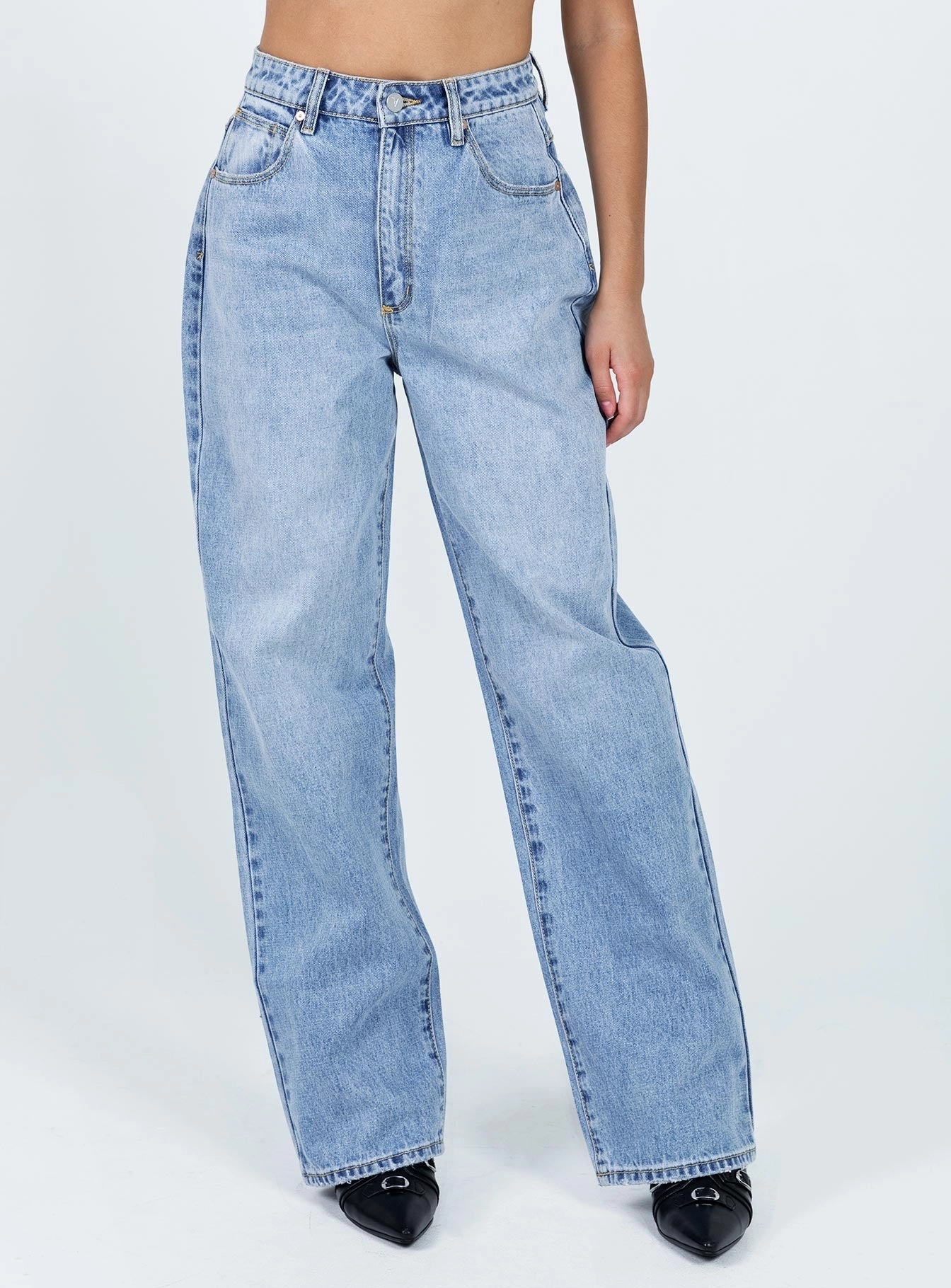 Stretch Minimalist Date Night Sustainable Abrand Carrie Jean Candy Blue