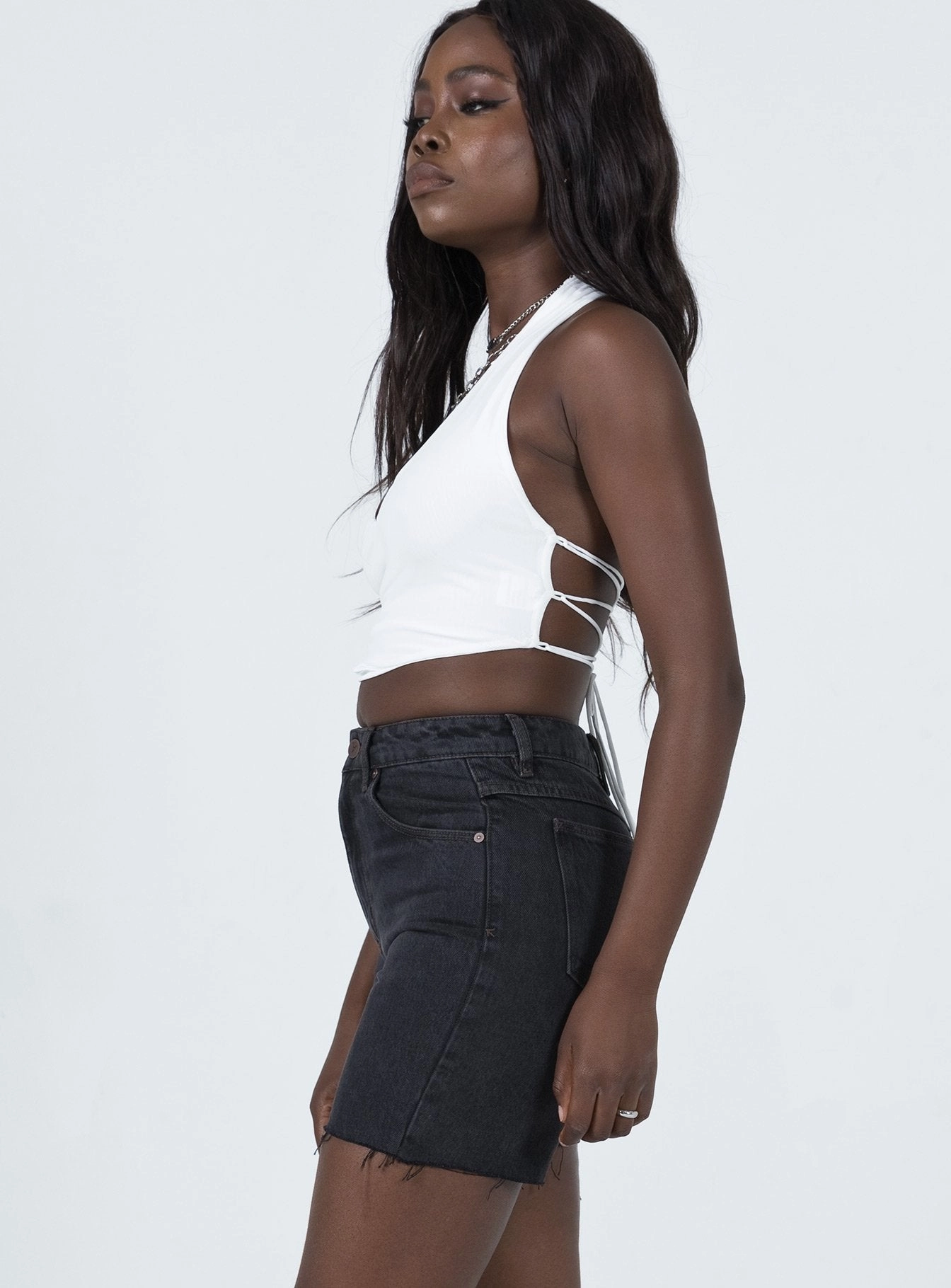 anti slip grip Abrand Claudia Cut Off Black Box Shorts Black