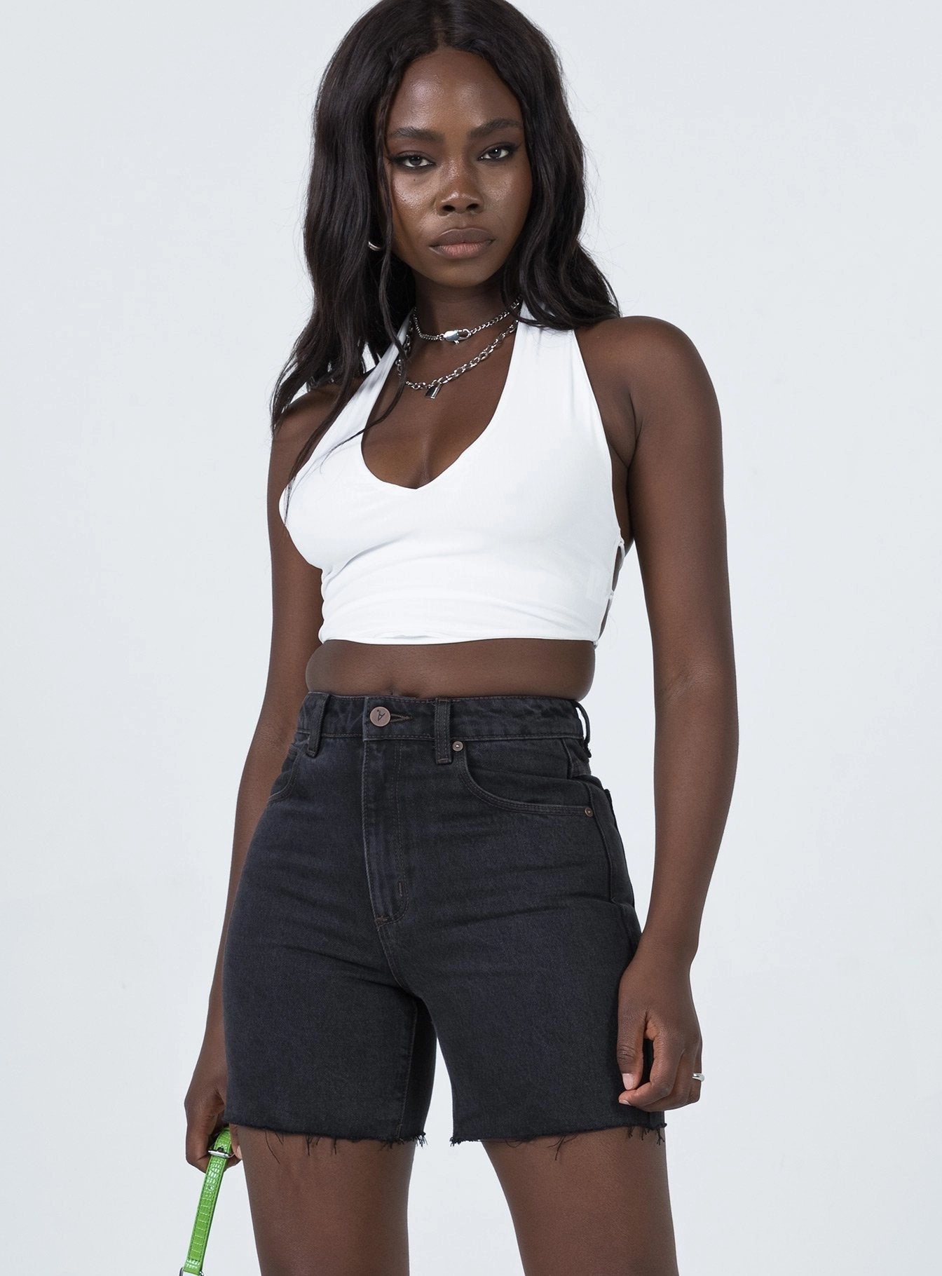 Sport Flex Wear Abrand Claudia Cut Off Black Box Shorts Black