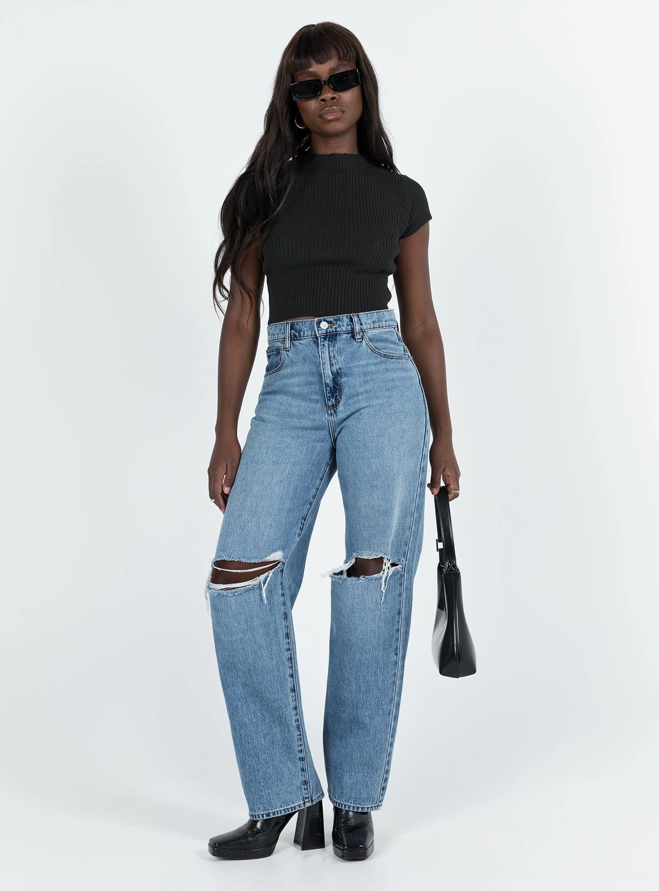 Garment Dyed Texture Elegant Urban Explorer Athlete Fit Abrand Slouch Jean Harley Rip Jeans