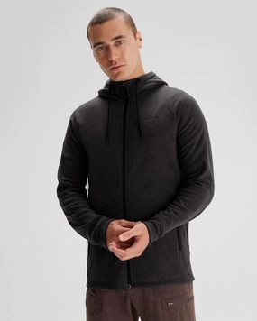 Men's Mt Aspiring Hooded Fleece Jacket  - Black Stingray Windproof Insulated Coat