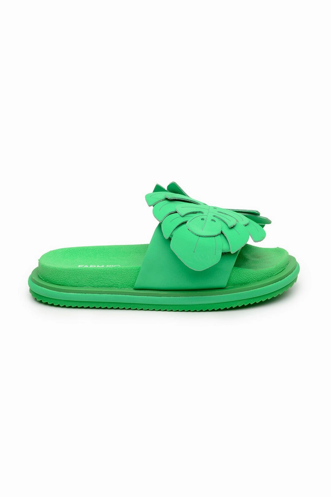 Flexible Grooves Green Monstera Anatomic Slide Sandal