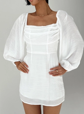Piped-Edge Warra Mini Dress White