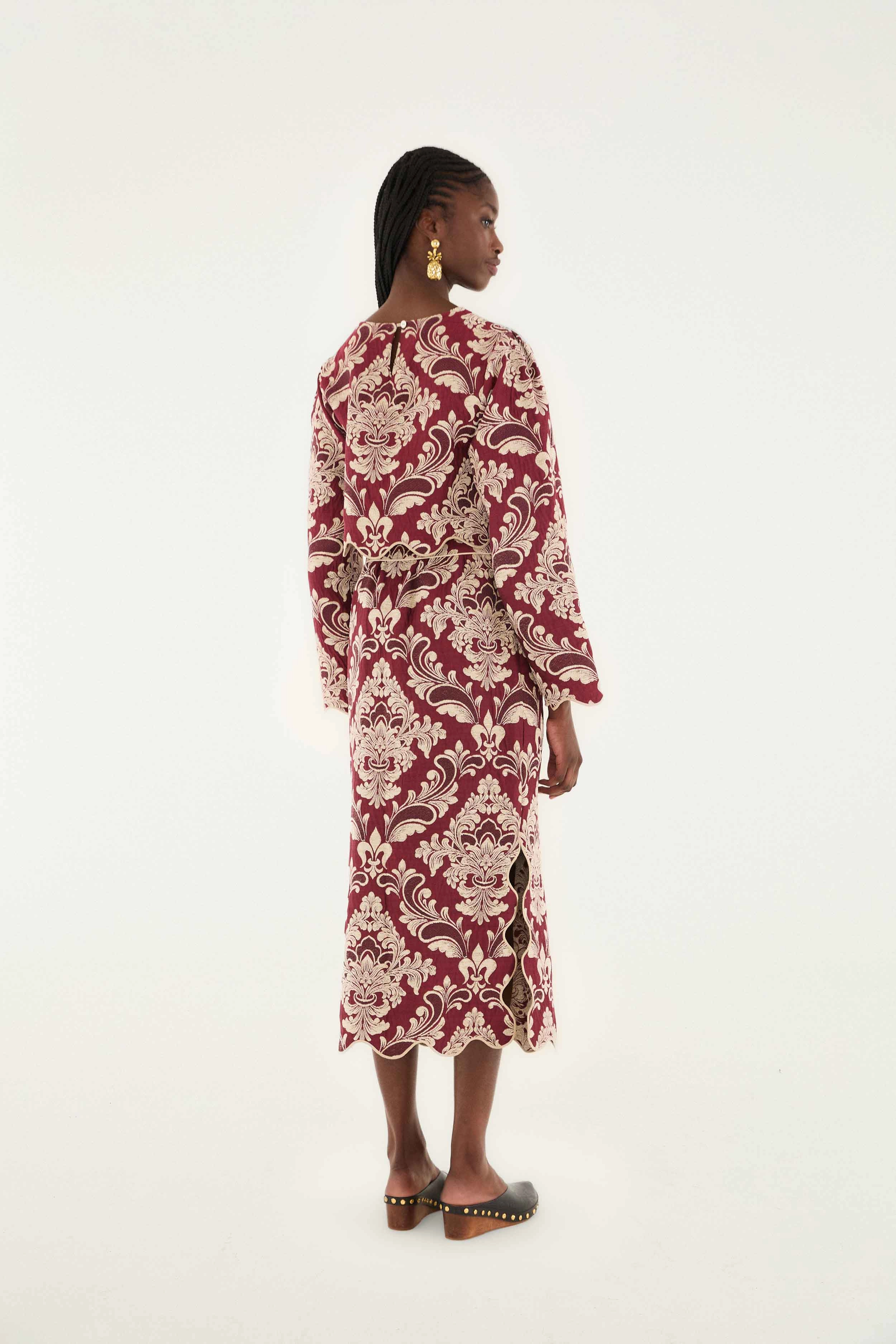 Chill Mood Bicolor Jacquard Waves Midi Skirt