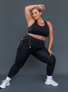Achieve Activewear Leggings Black Curve Softened Hem Chill Wear