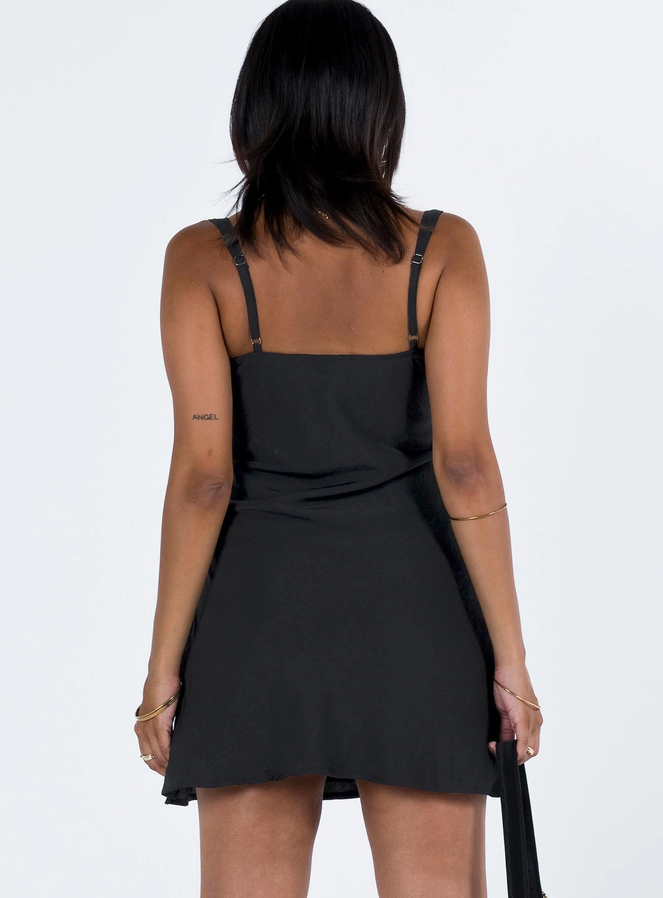 Acklin Mini Dress Black Lace-Sleeve