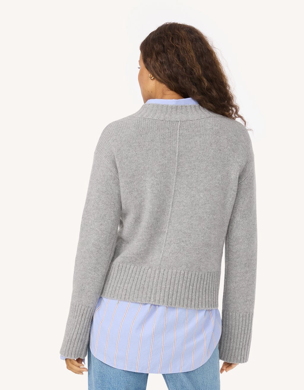 Slim Waist Flex Knit Ribbing Unsubscribed Winter-Weight Cashmere V-Neck Sweater