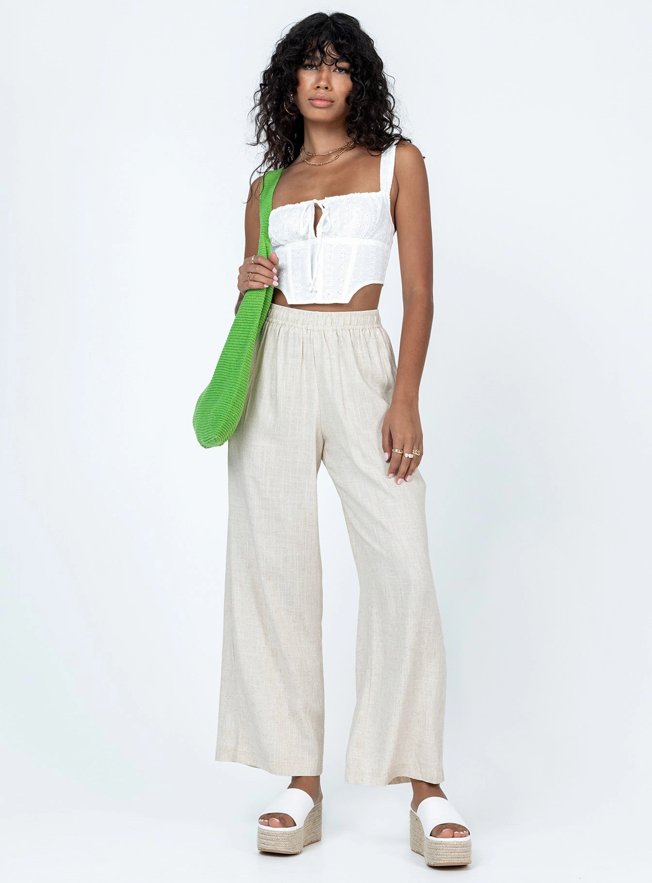 Casual Fit Design Louis Linen Blend Pants Beige Petite