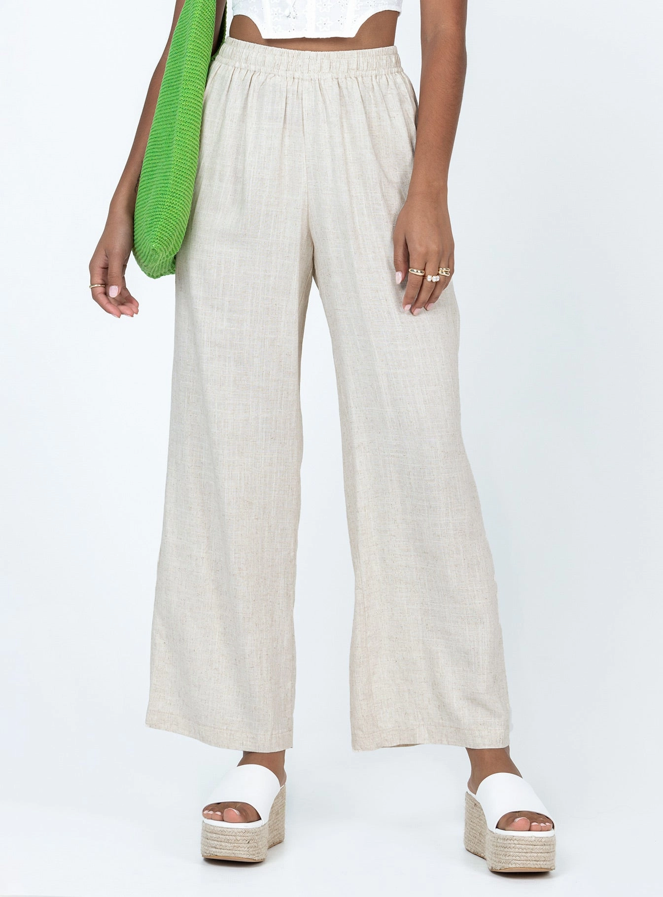Comfy Movement Fit Louis Linen Blend Pants Beige Petite