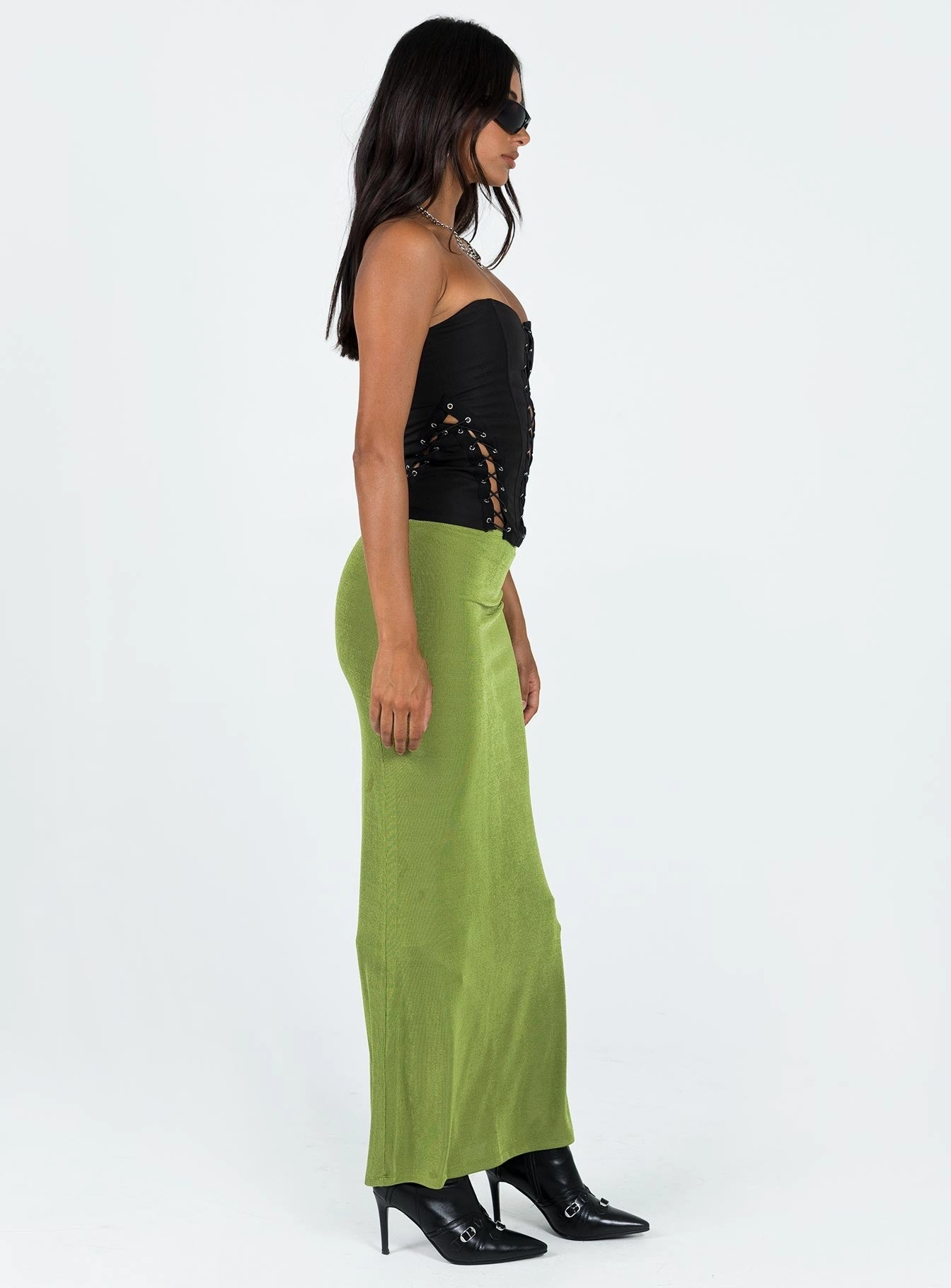 Harriette Maxi Skirt Green Cozy Outfit