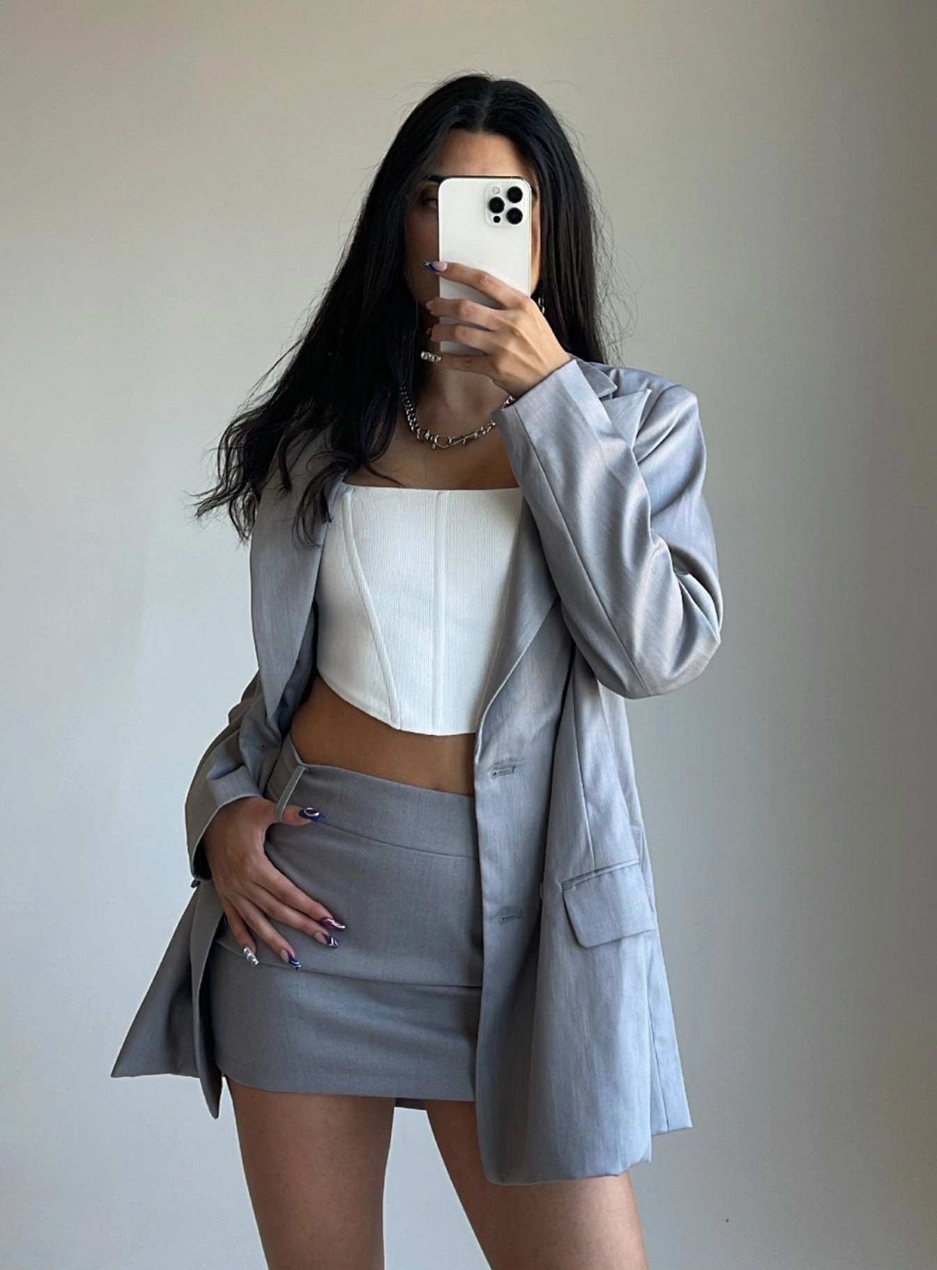 Adam Mini Skirt Grey light texture