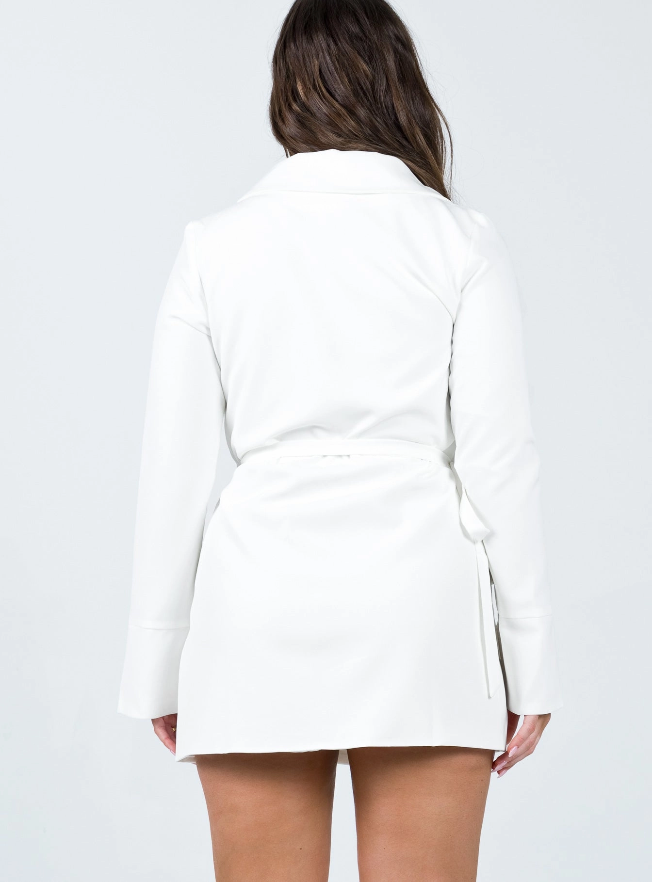 Kyah Wrap Blazer Dress White Tulle Flow
