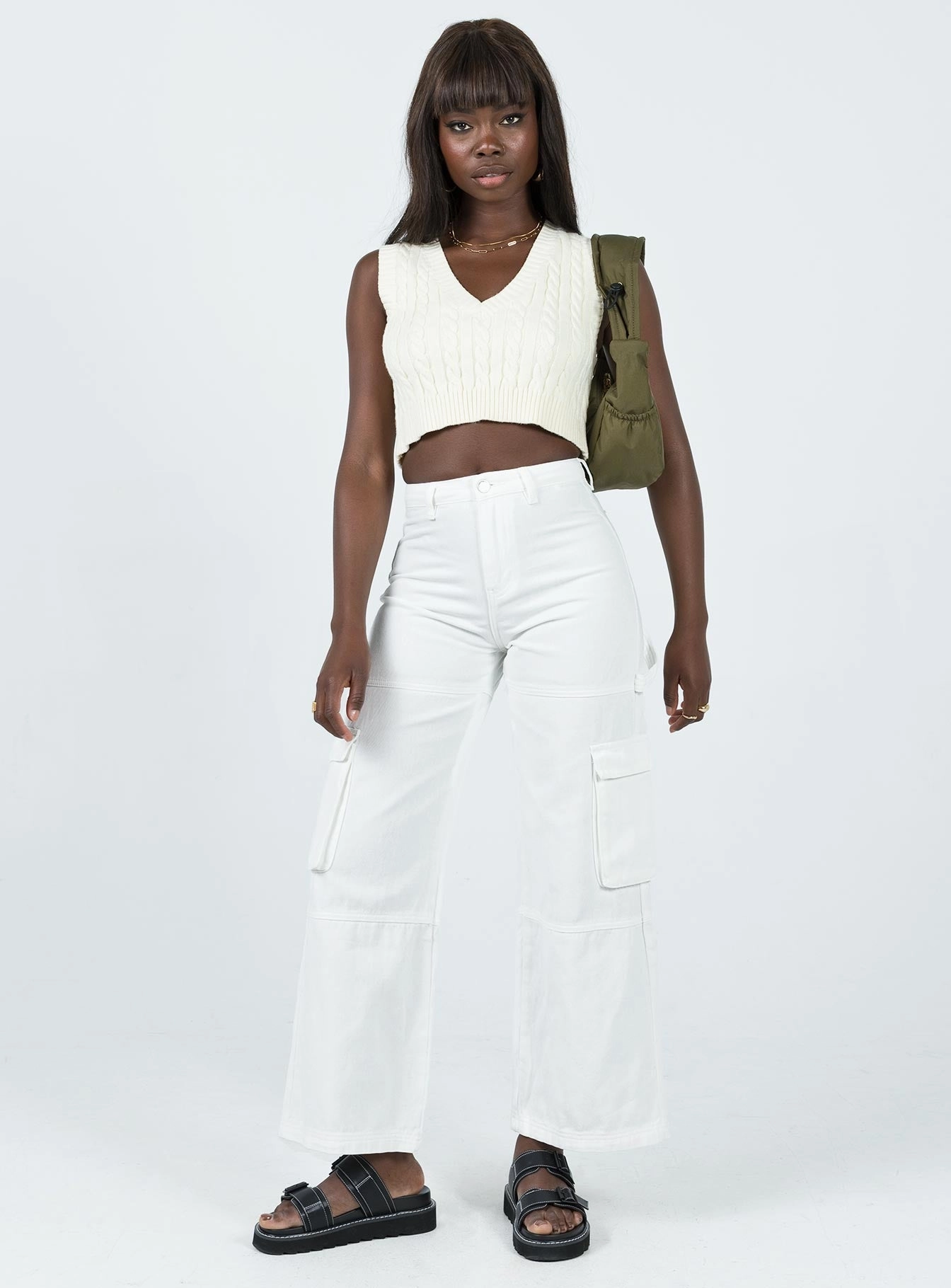 Bold Traveler Gear Textured Loose Luxury Adore Cargo Pants White