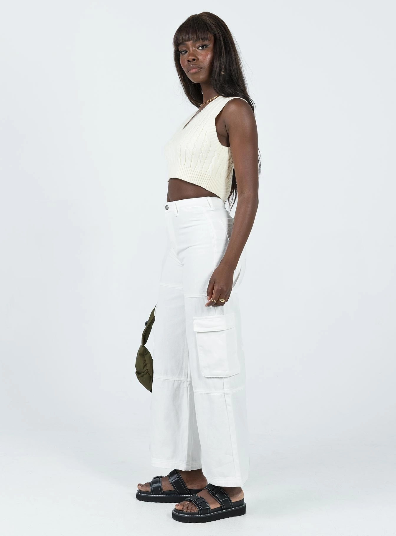 Fray Resistant Hem Adore Cargo Pants White