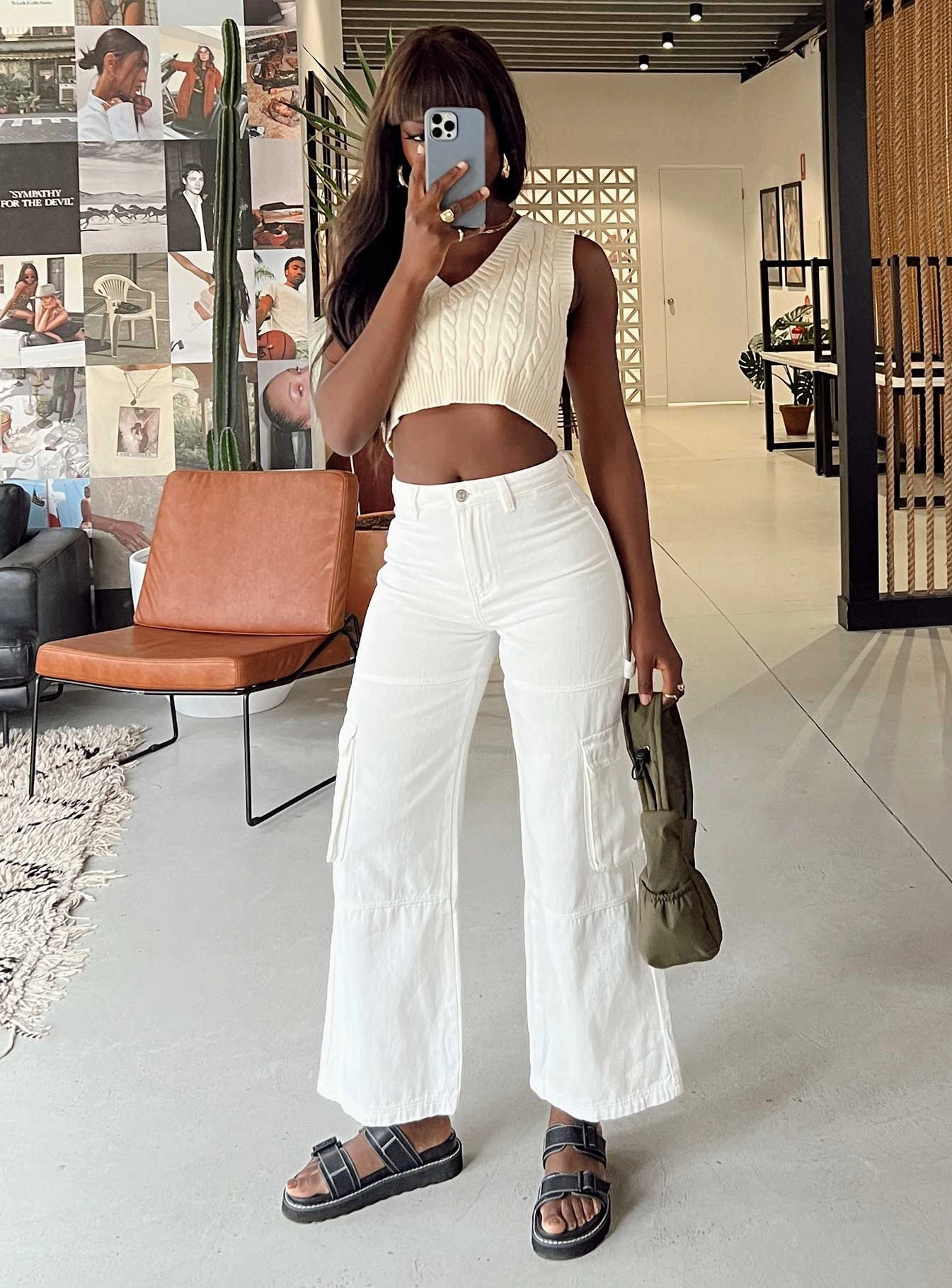 Adore Cargo Pants White Anti Pilling Technology