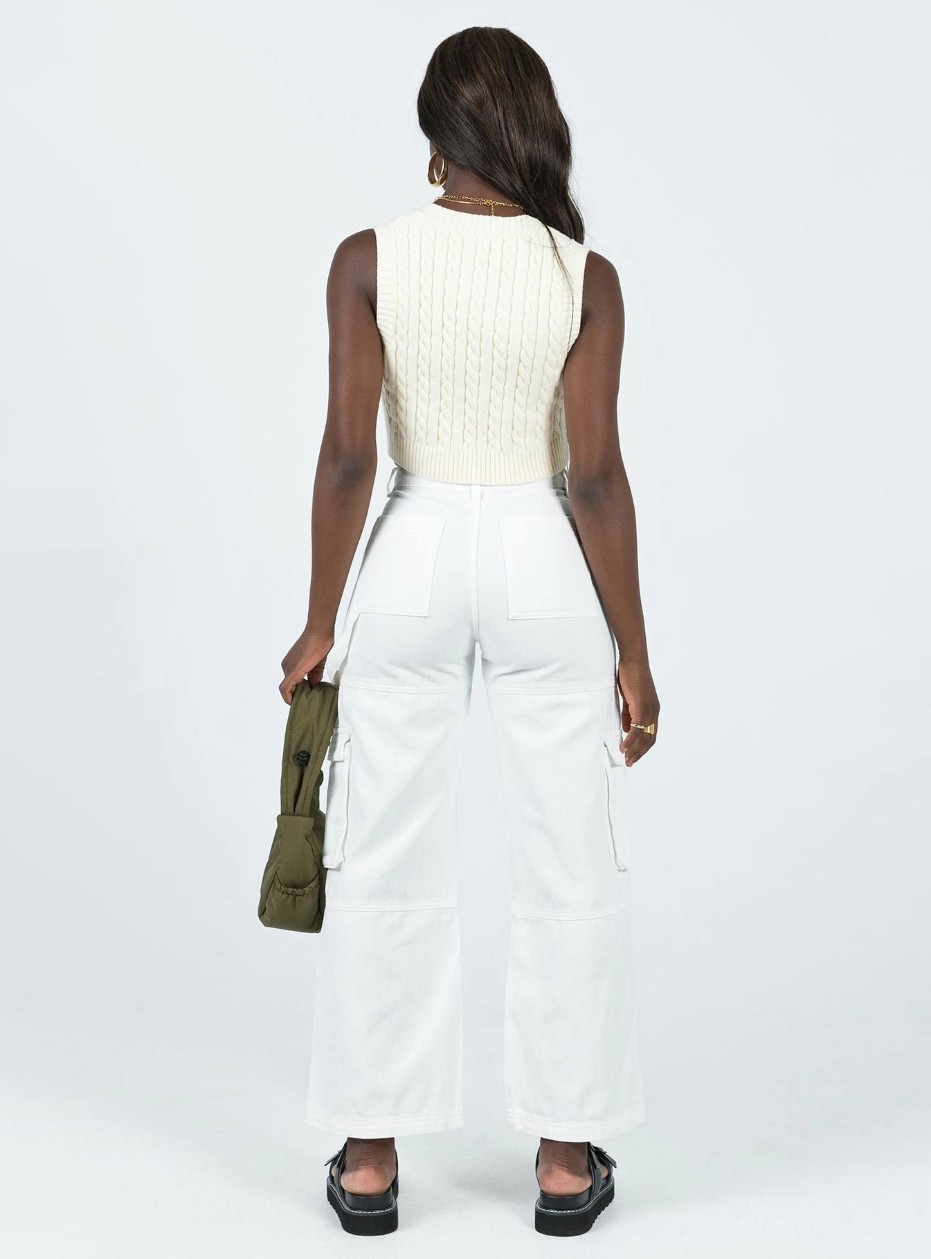 Stretch Classic Wear Street Casual Adore Cargo Pants White