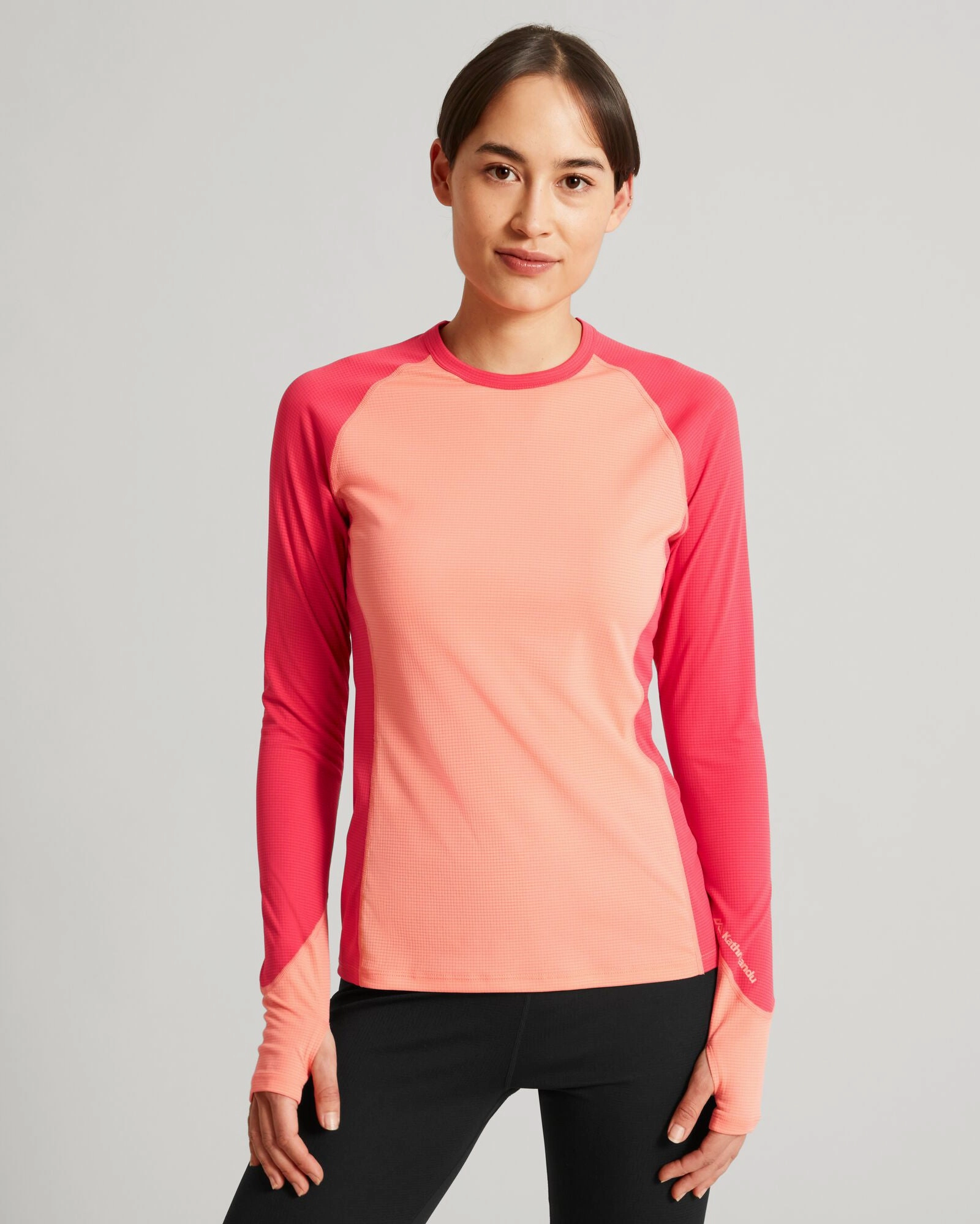 Thermal Adaptive Cloth Friction Reducing Design KMDAction Women's Long Sleeve Top - Deep Coral/Blush Pink