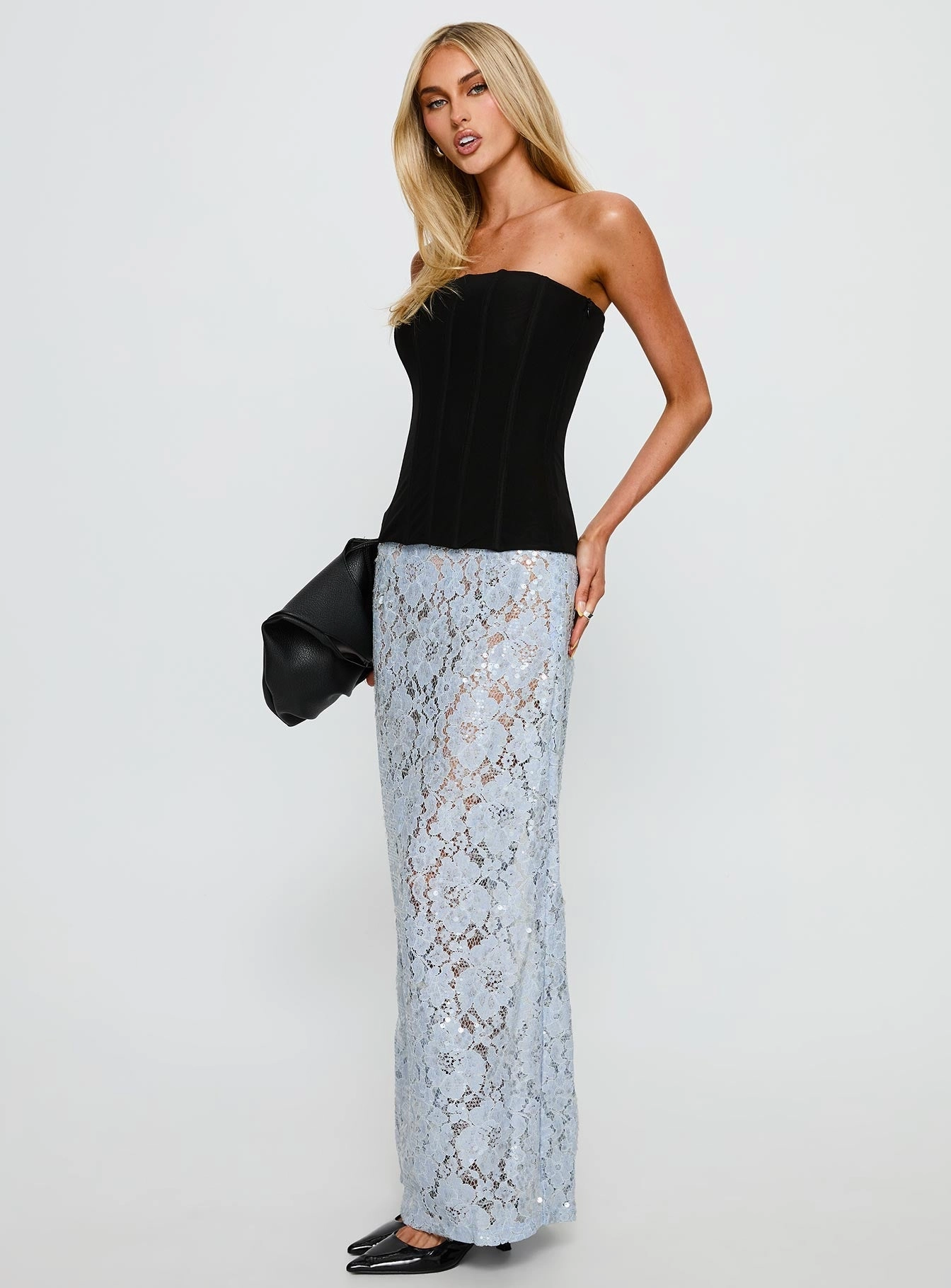 Timeless Trend Carman Lace Midi Skirt Blue