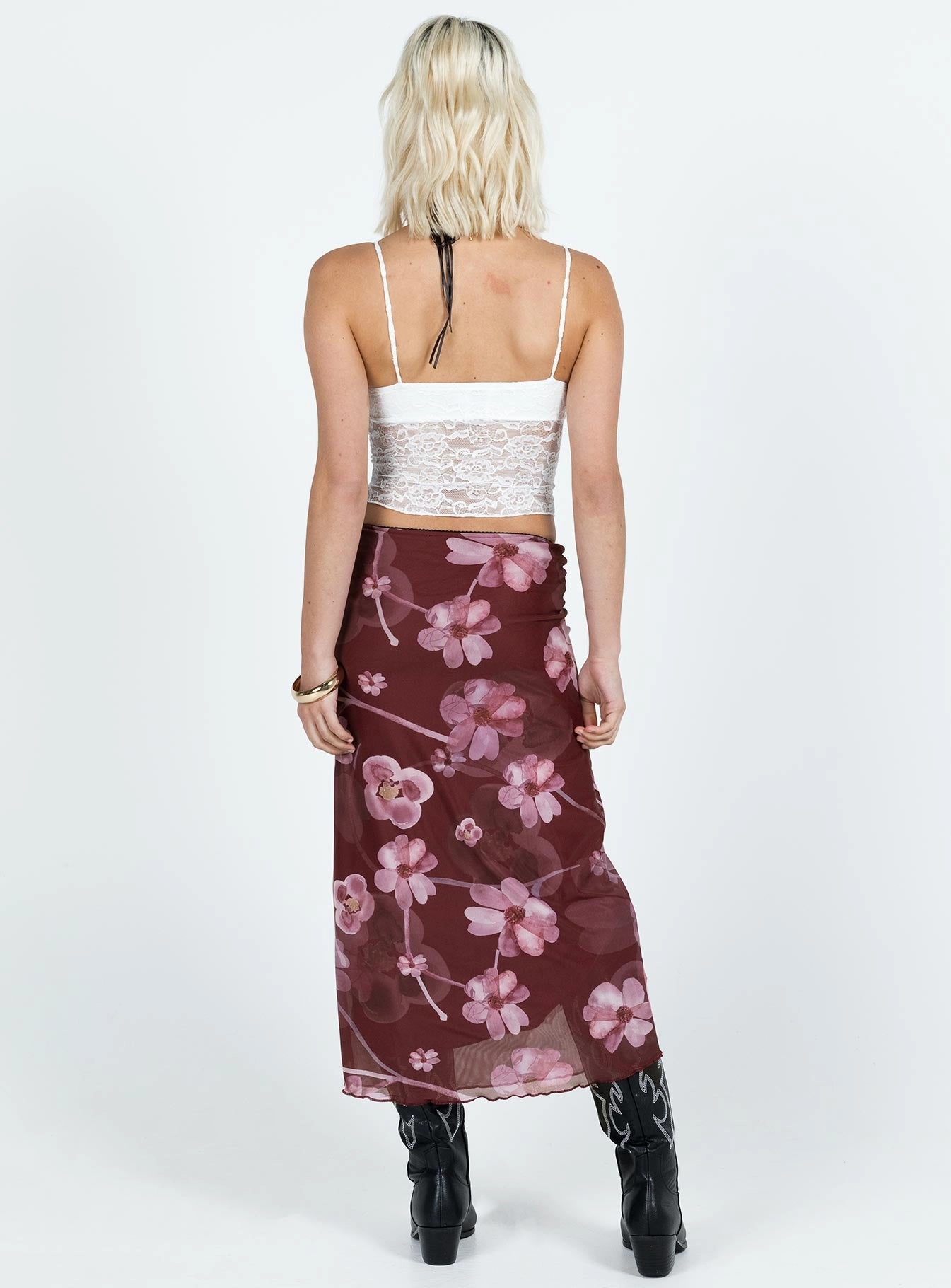 Lassie Midi Skirt Purple Floral Cool Touch