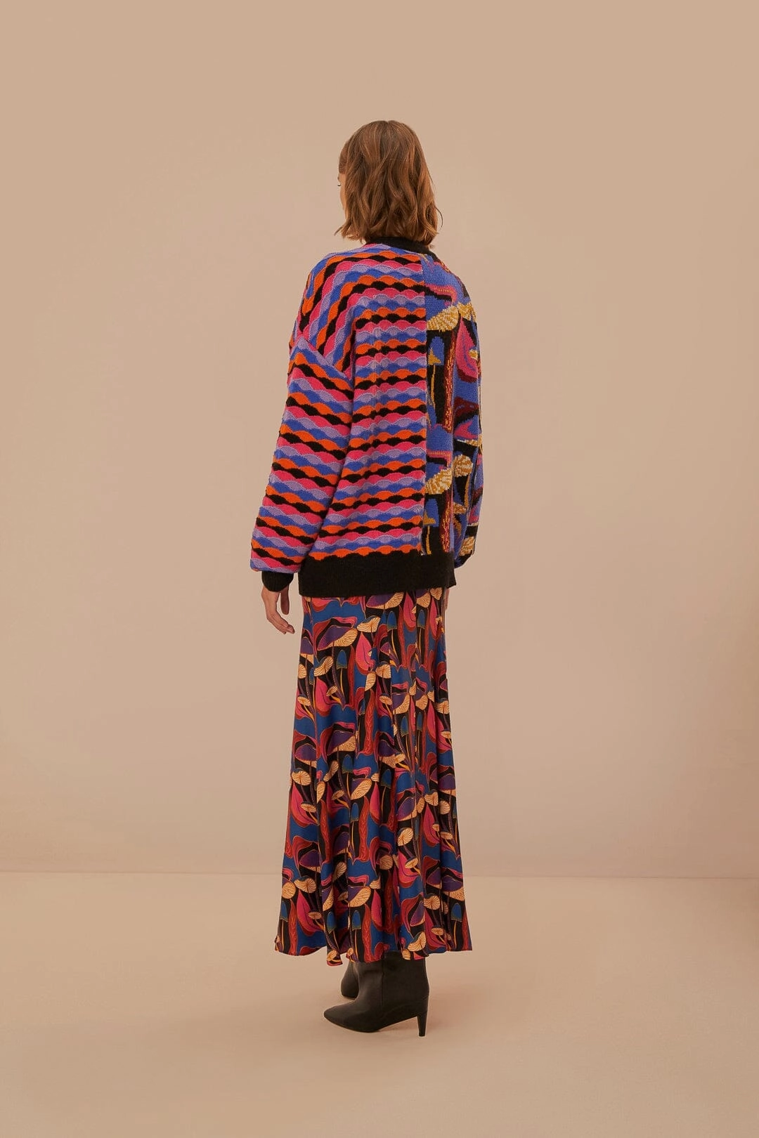 Wild Mushrooms Black Maxi Skirt Seamless construction Laid Back Look