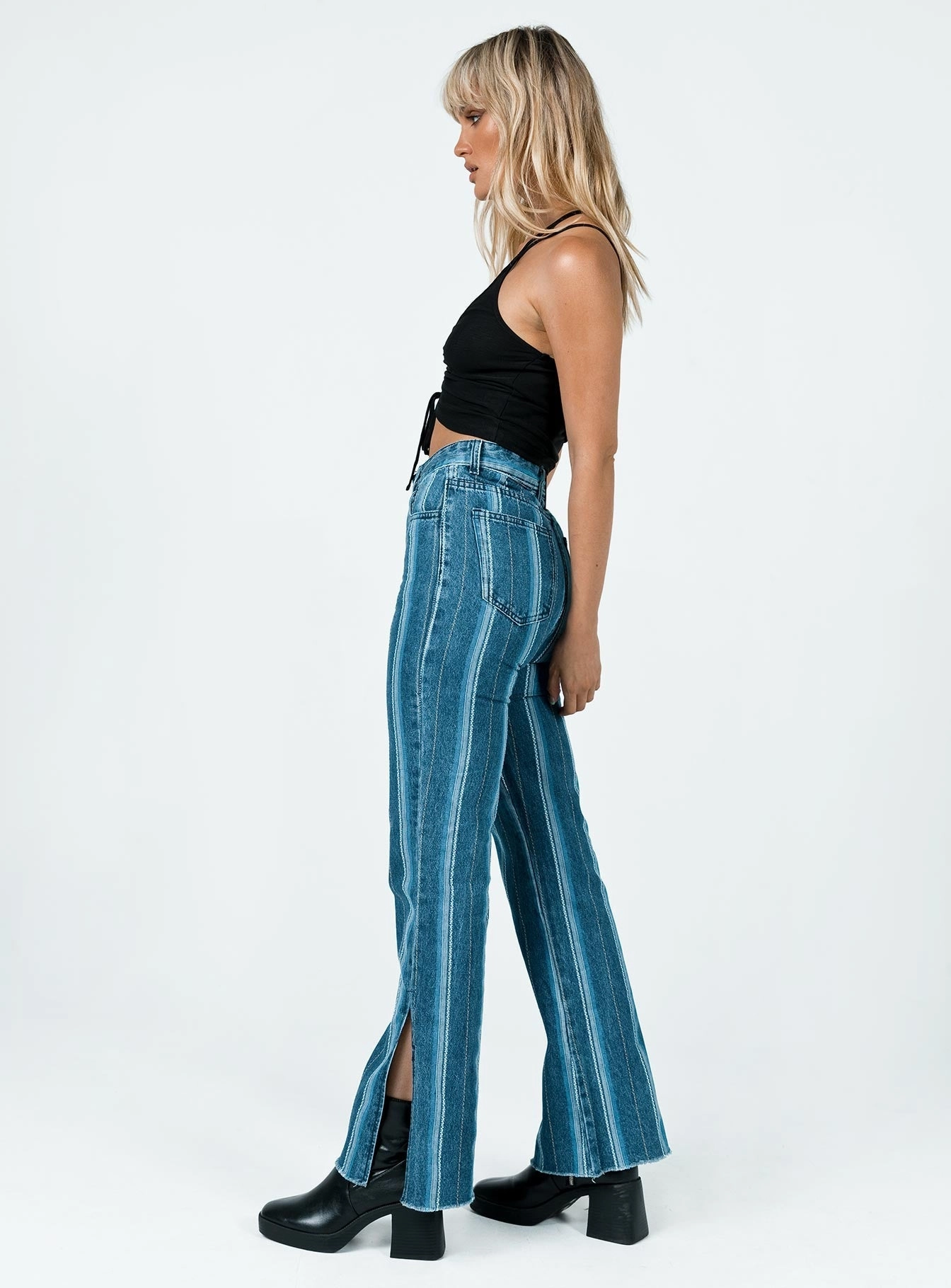Stretch Road Trip Brunch Outfit Summer Vibes Albanie Denim Jeans