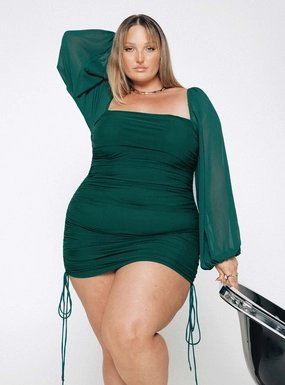 Elegance Glow Aleena Mini Dress Green Curve
