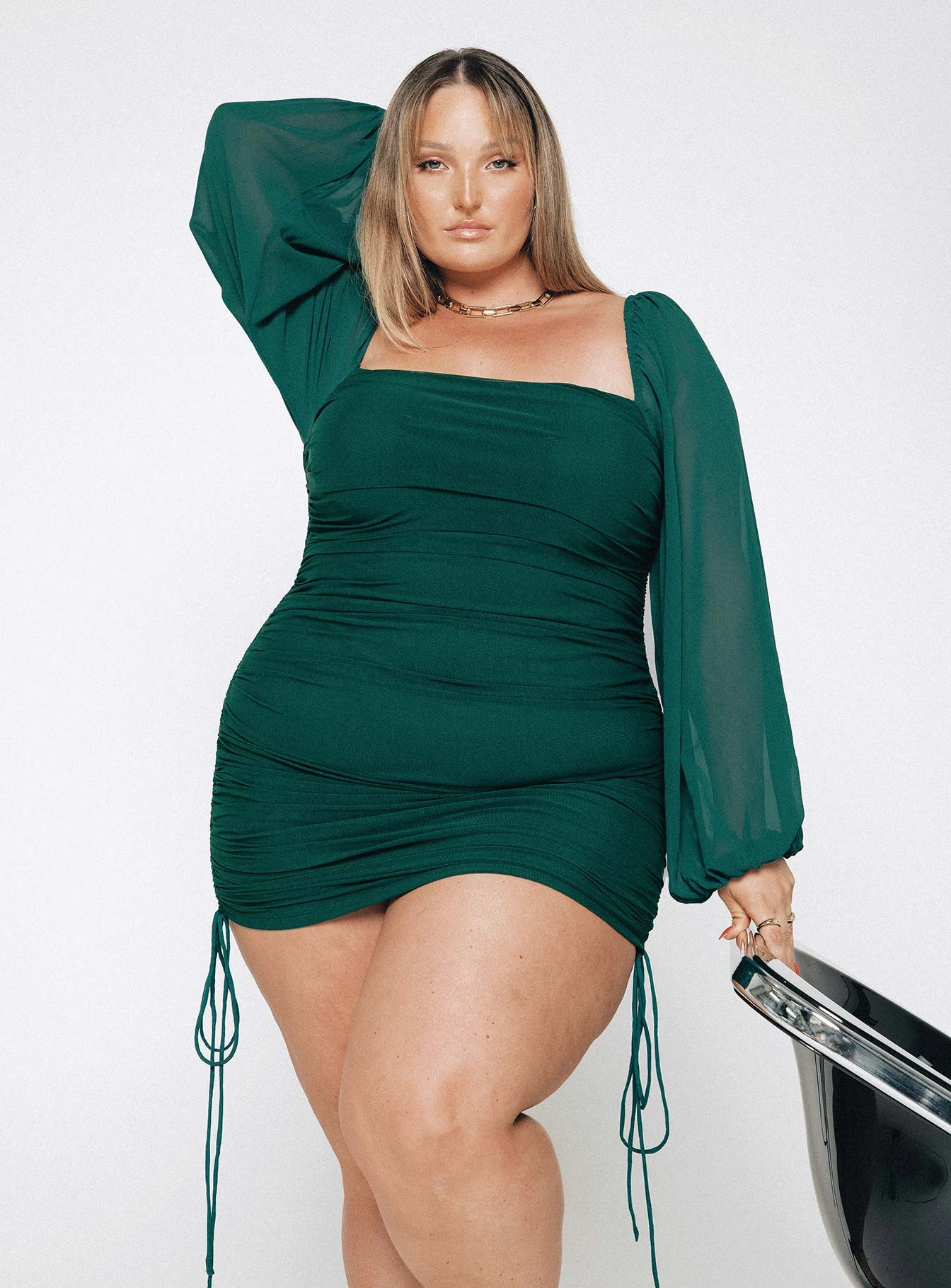 Elegance Glow Aleena Mini Dress Green Curve