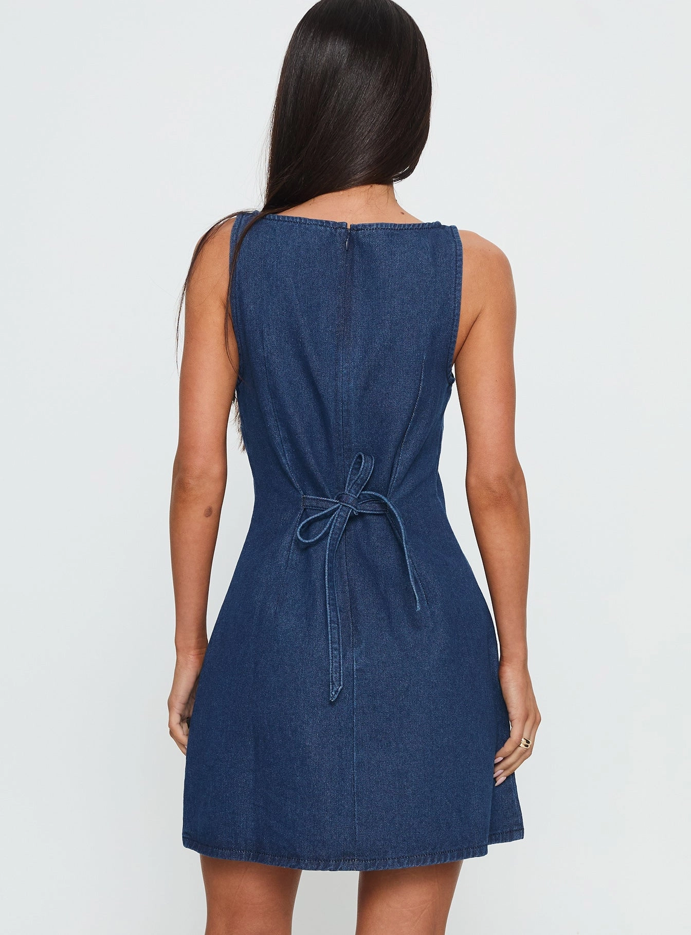 Delicate Details Alfalfa Denim Mini Dress Mid Wash