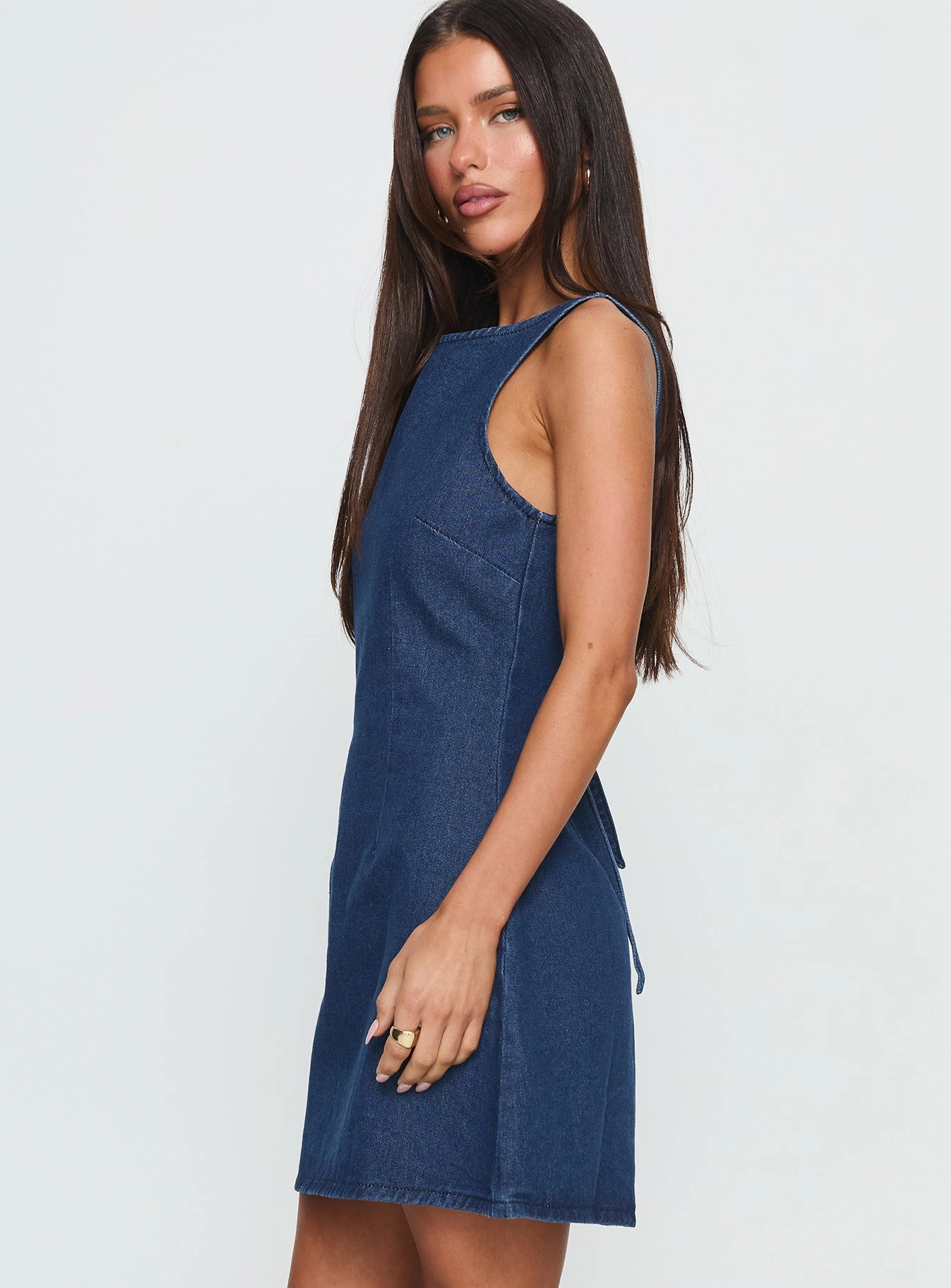 Alfalfa Denim Mini Dress Mid Wash budget-friendly