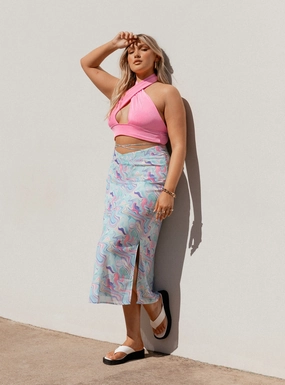 Soft Finish Road Trip Aliana Midi Skirt Multi