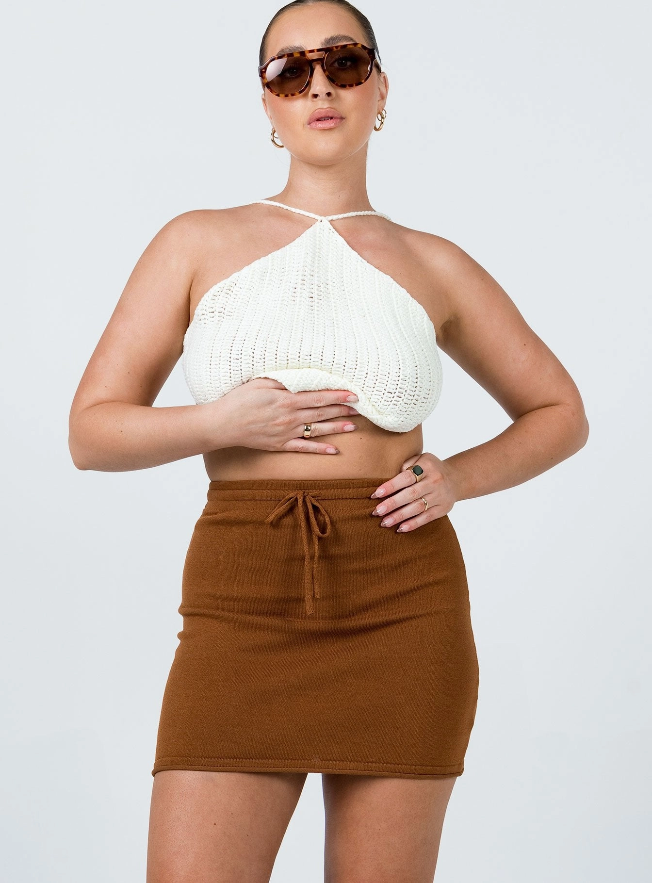 Alice Mini Skirt Brown Easy Motion Relaxed Motion