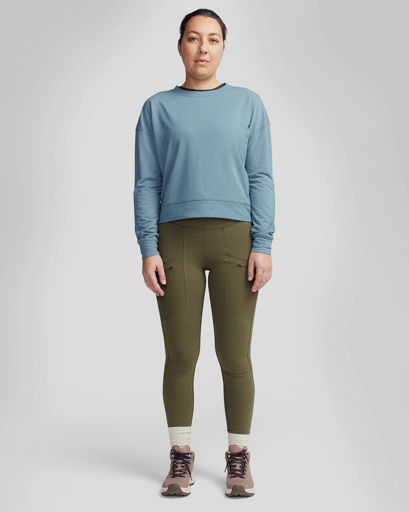 Women??s Anytime Crew Sweatshirt - Washed Blue Marle Smart Fashion Active Wear Fit