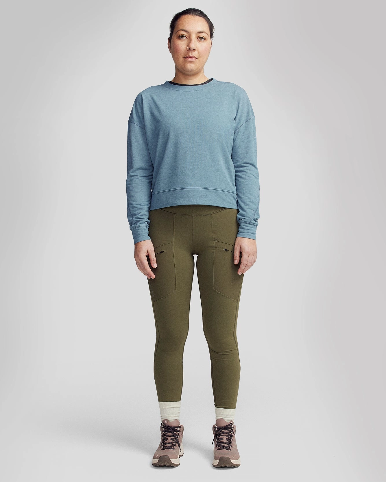 Casual Vibe Sleek Design Women??s Anytime Crew Sweatshirt - Washed Blue Marle