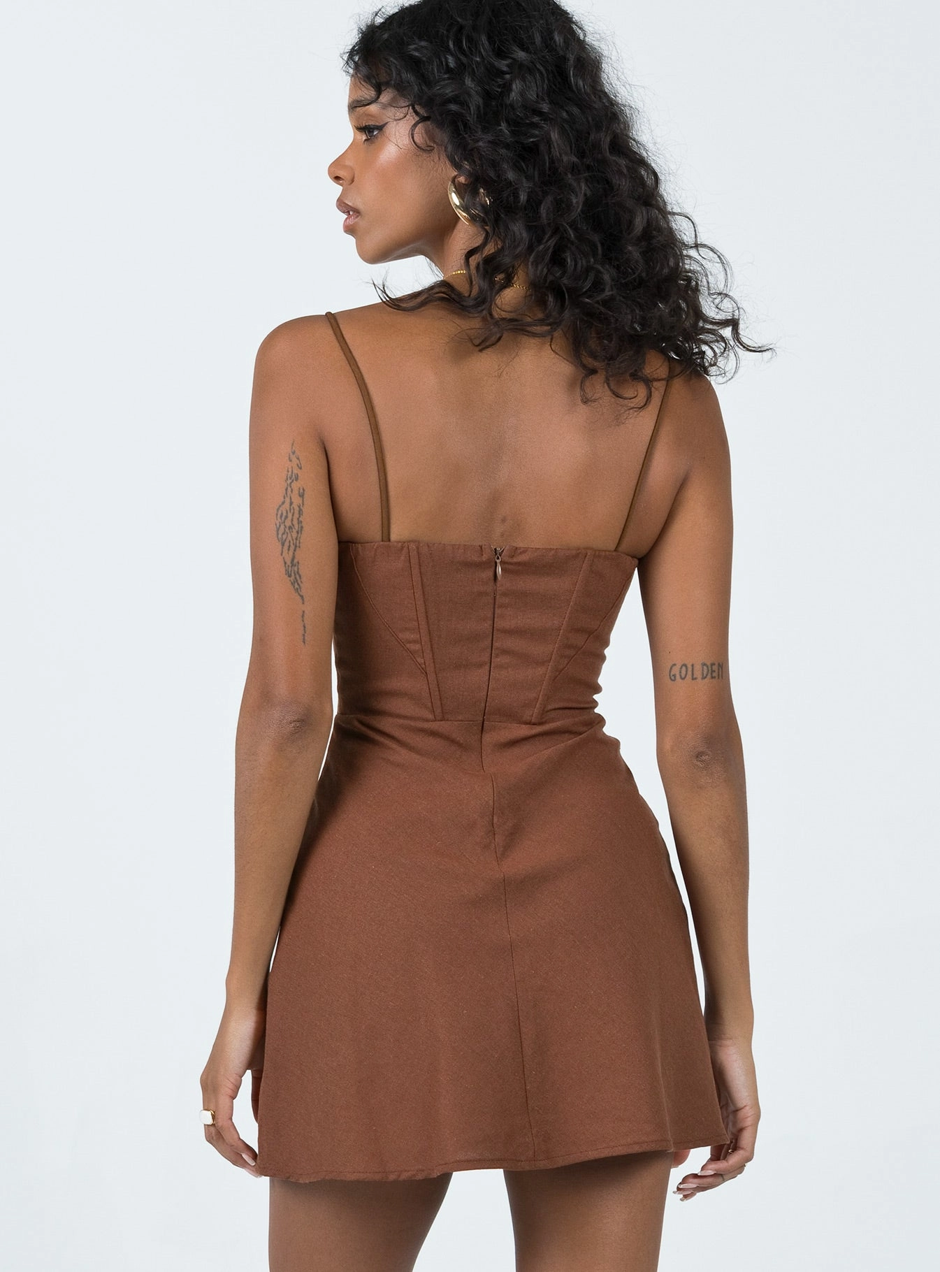 Modern Lines Stylish Pick Lesley Mini Dress Brown