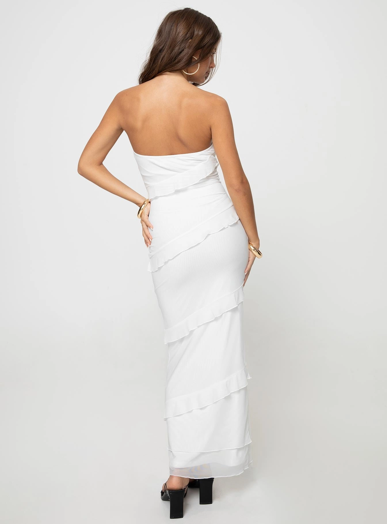 Lasher Strapless Maxi Dress White Relaxed Comfort Soft Texture