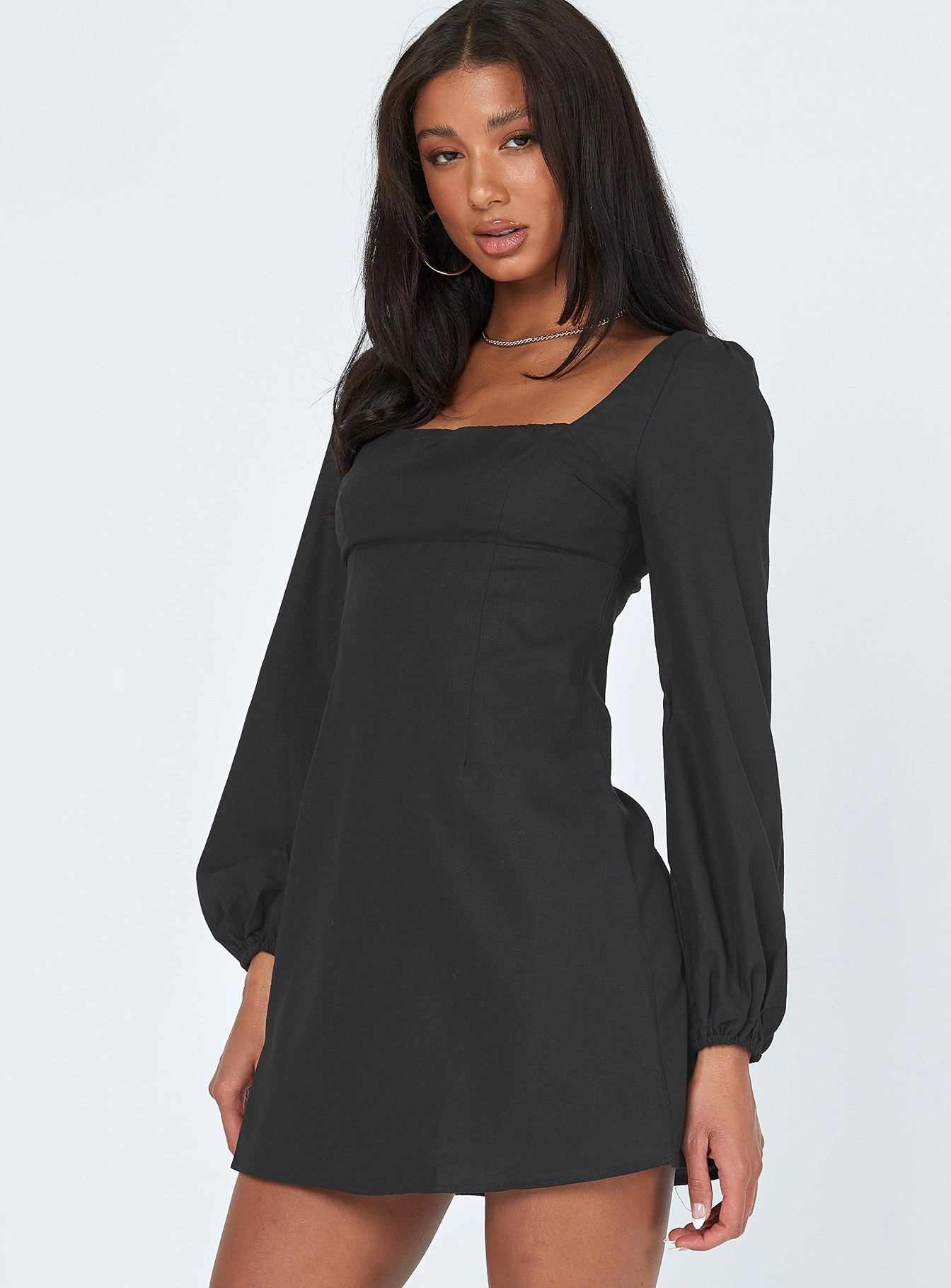 Calm Aesthetic All Day Hastings Long Sleeve Mini Dress Black