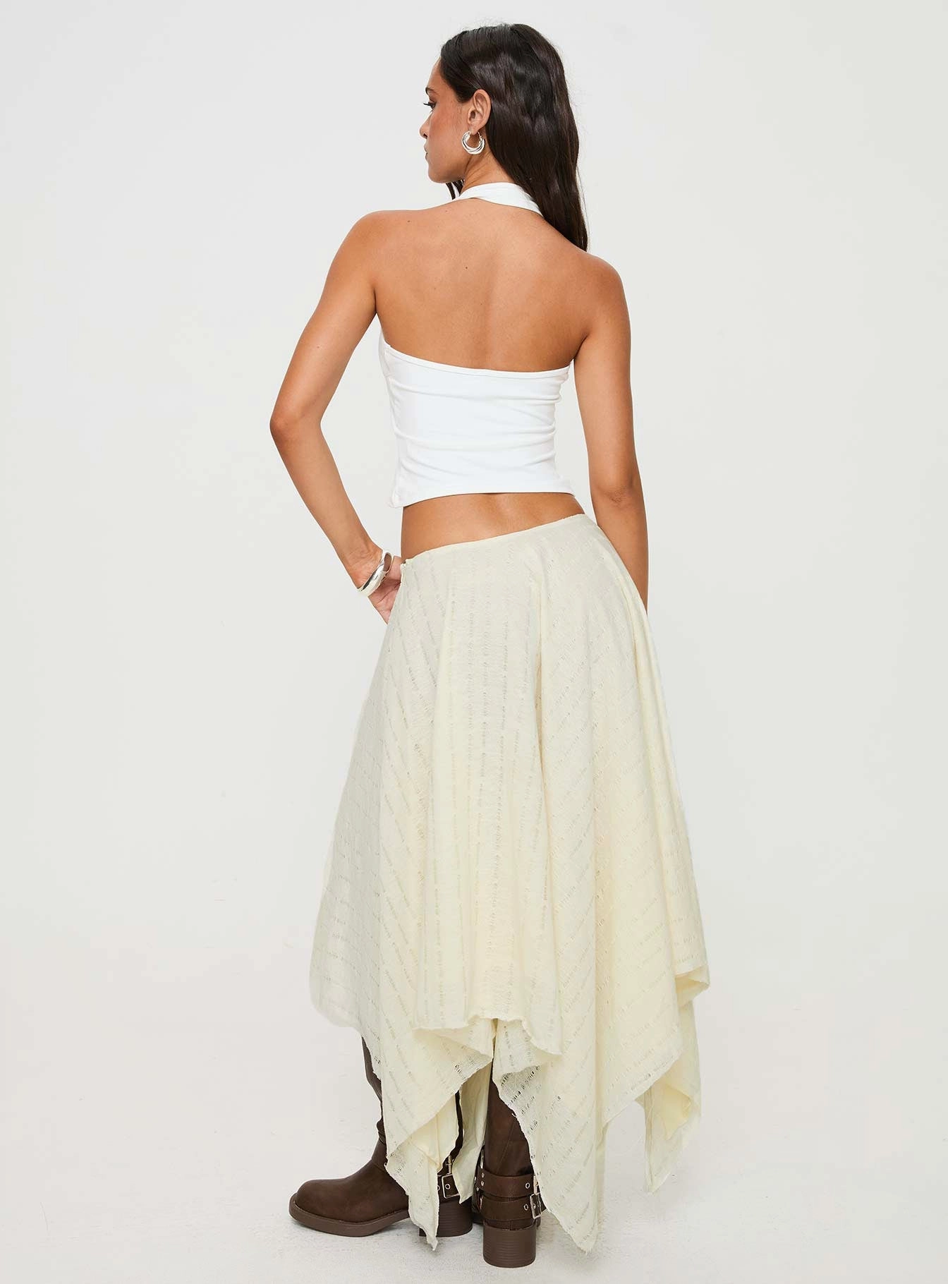 Gratitude Midi Skirt Cream Non see through
