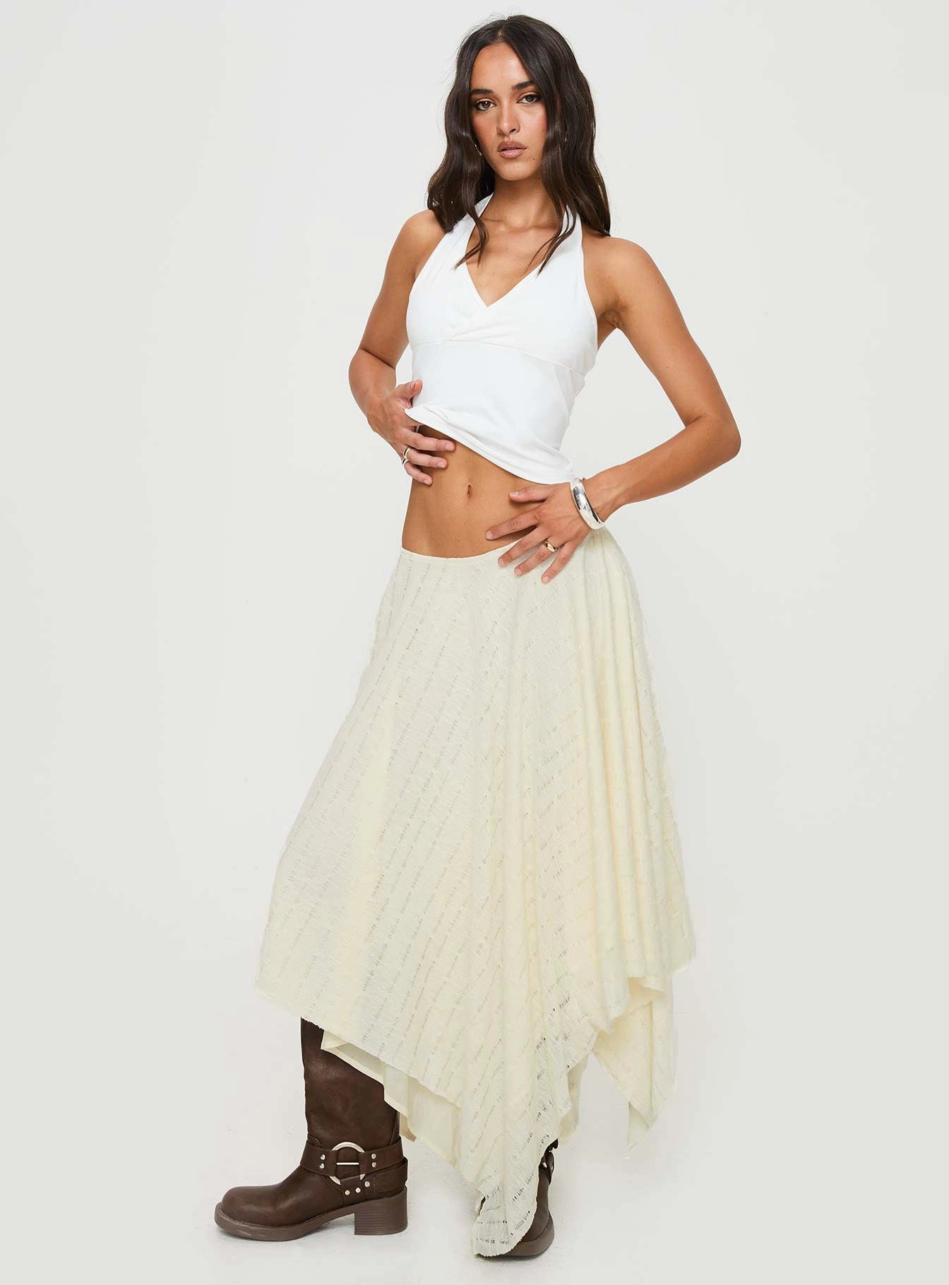 Gratitude Midi Skirt Cream Fashion Combo Couture Inspired