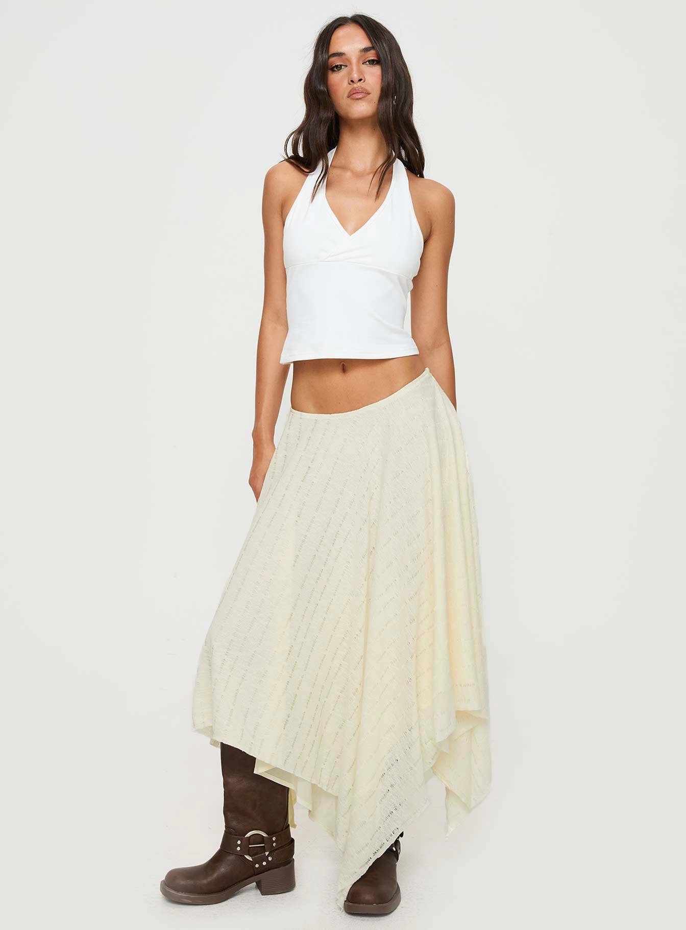 Casual Wear Gratitude Midi Skirt Cream